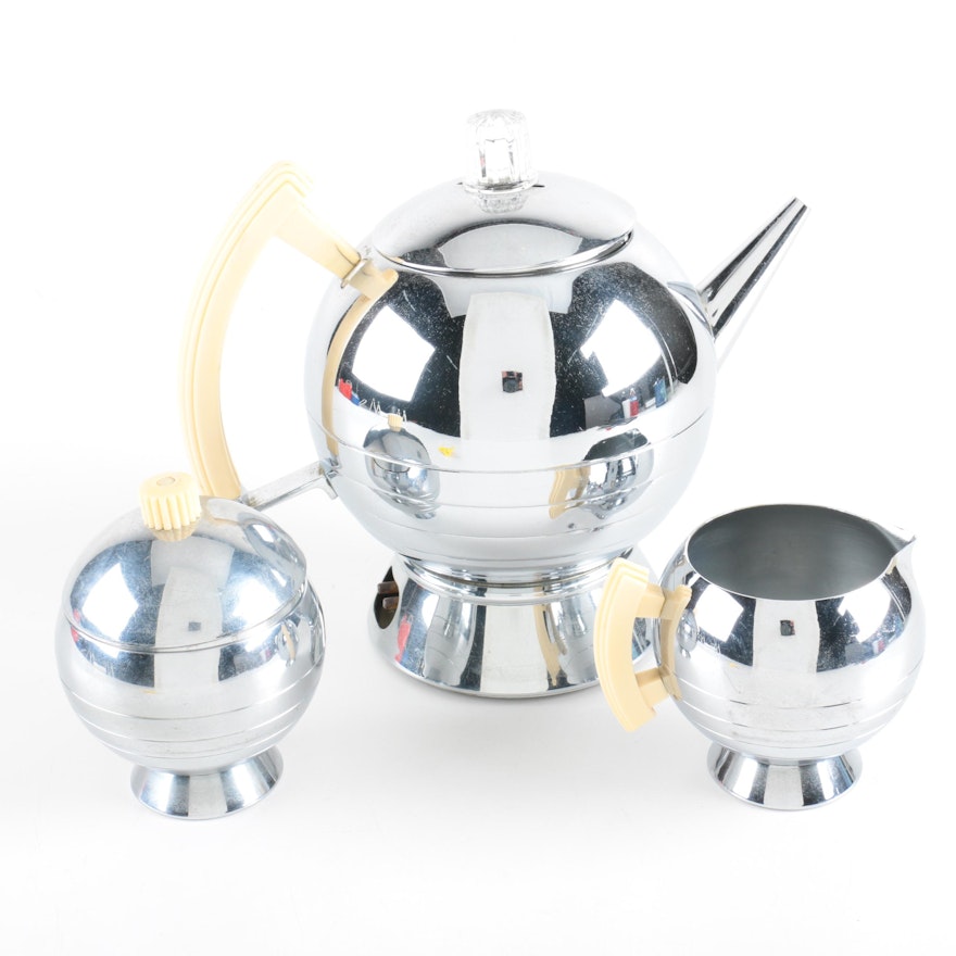 Art Deco Chase Co. Chrome and Bakelite "Comet" Coffee Set, Circa 1930