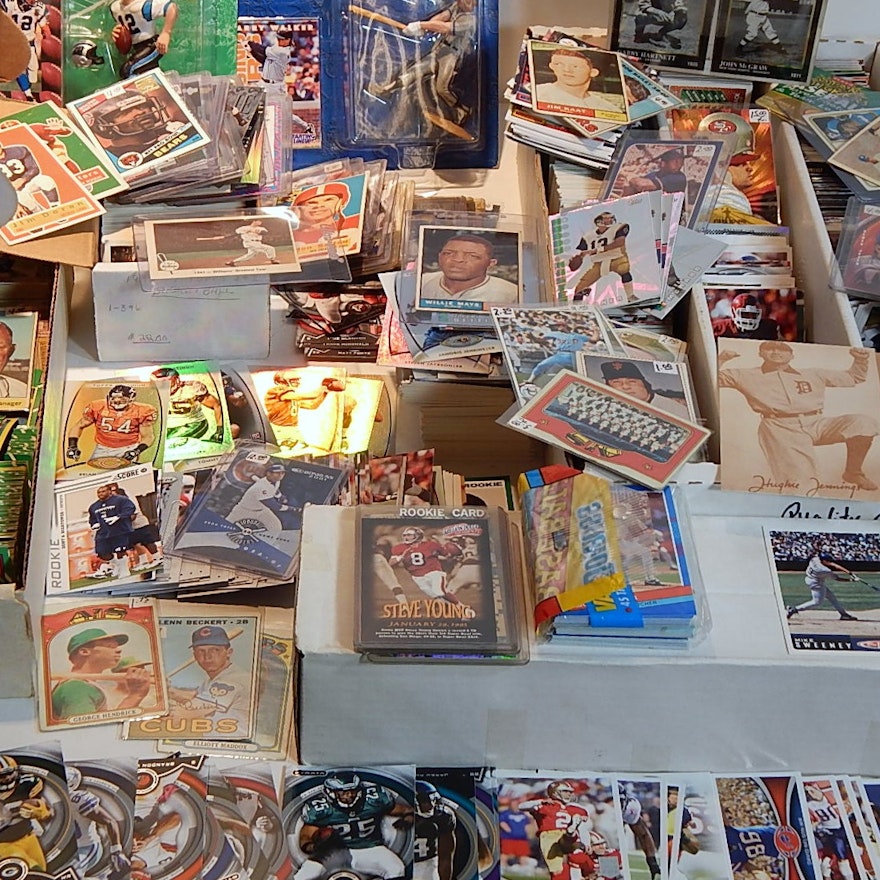 Large Sports Card Collection with Football, Basketball, and Baseball