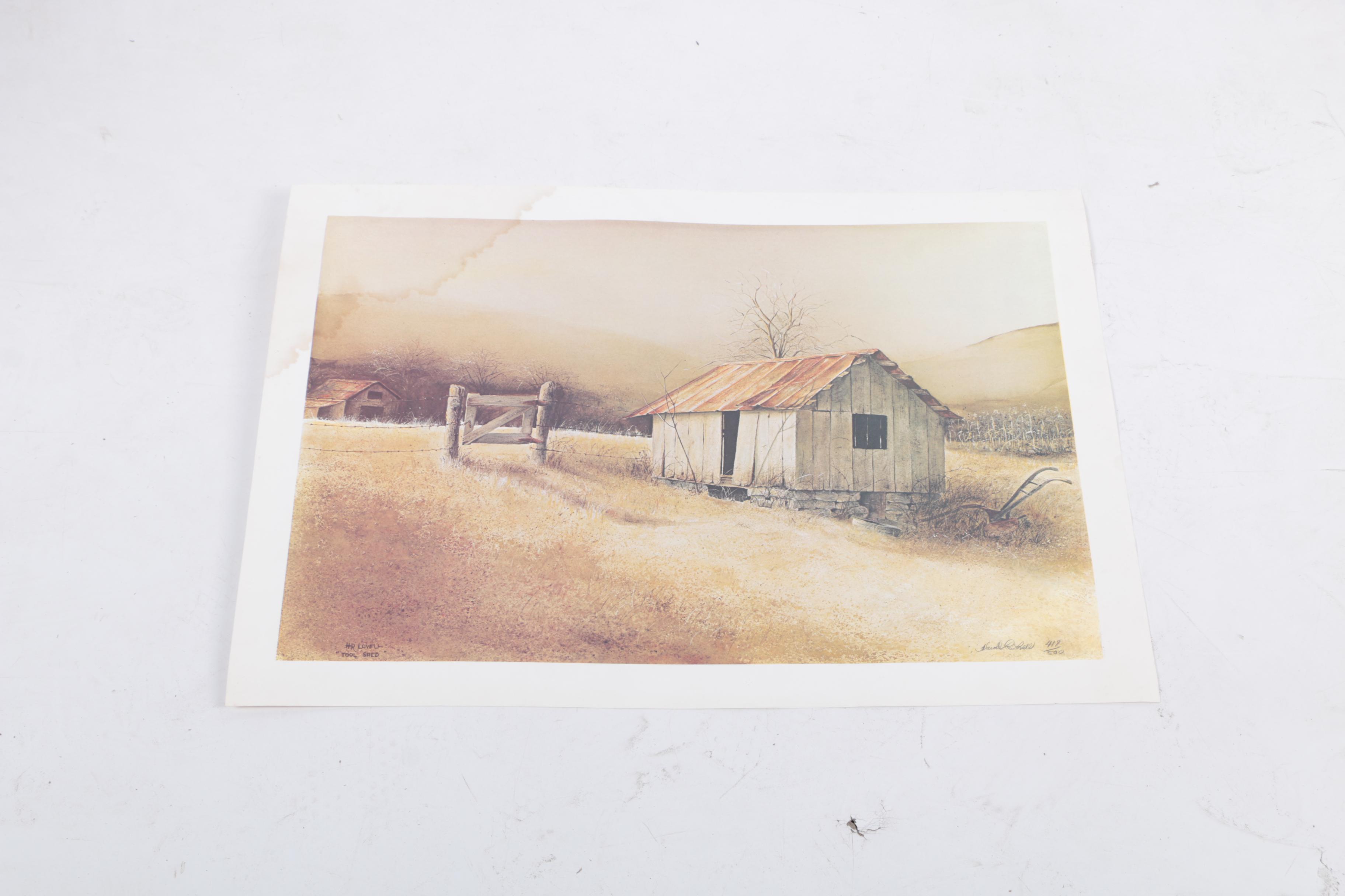 Harold Lovell Exhibition Poster and Offset Lithographs Including Limited Edition