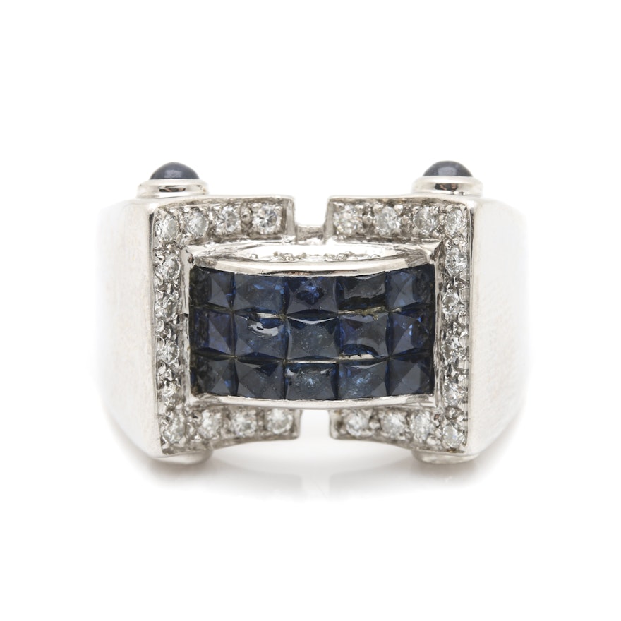 18K White Gold Sapphire and Diamond Ring from Estate of Herb Reed