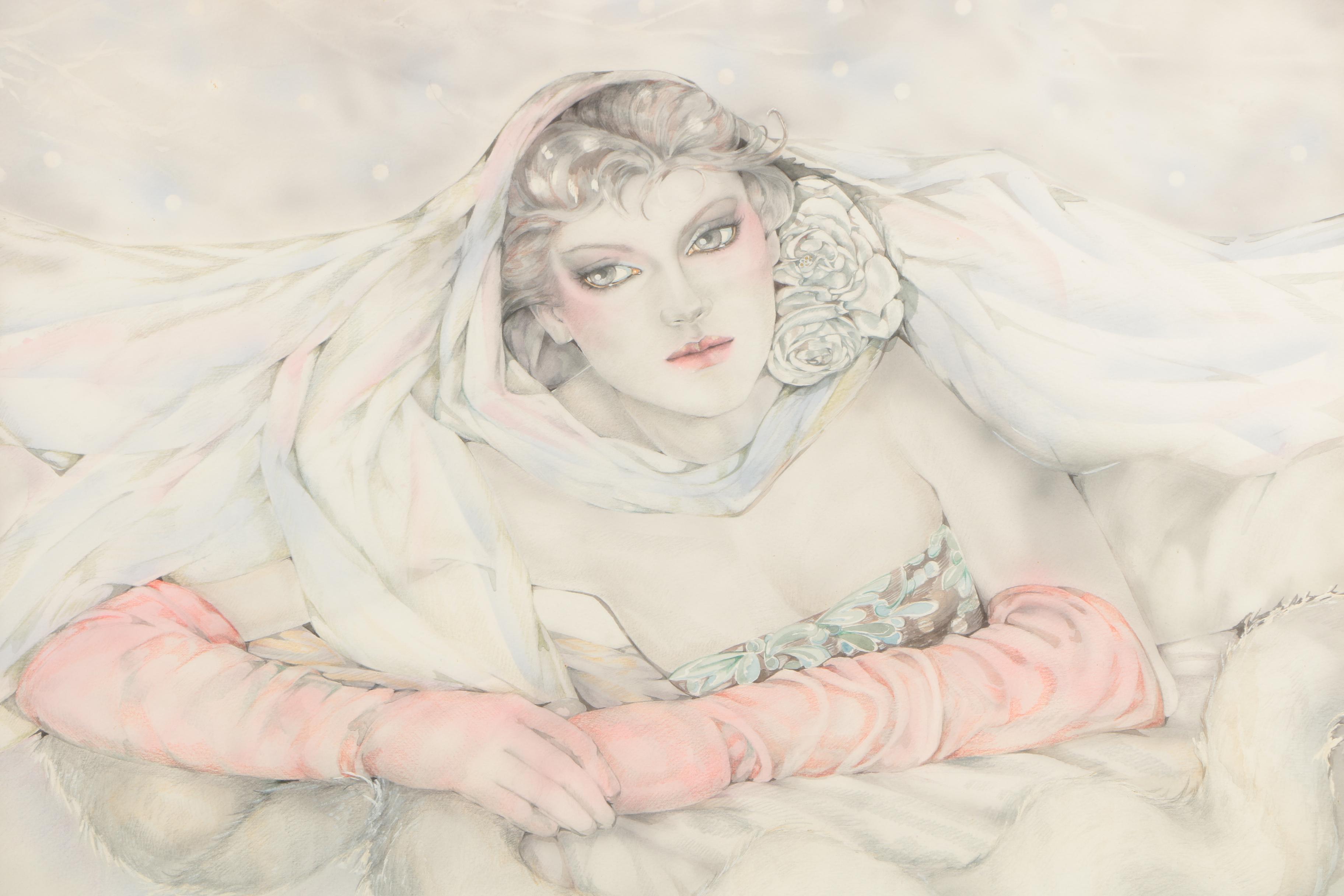 Mietje Boonen Watercolor Painting on Paper "The Four Seasons: Winter"