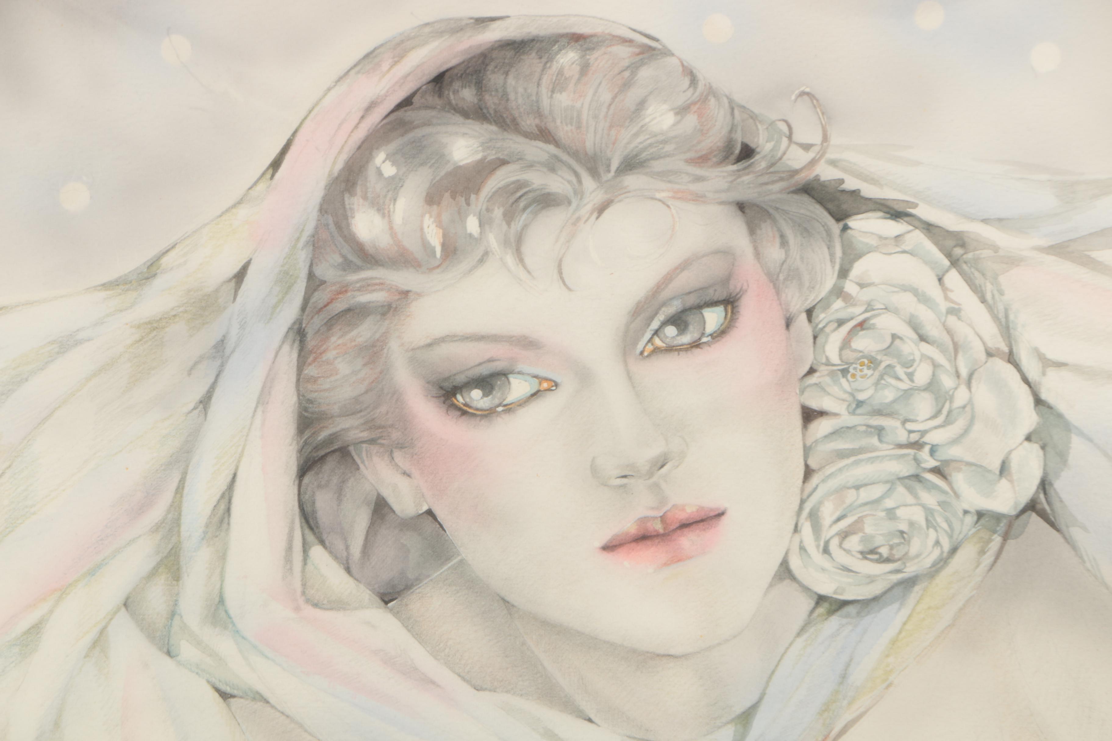 Mietje Boonen Watercolor Painting on Paper "The Four Seasons: Winter"