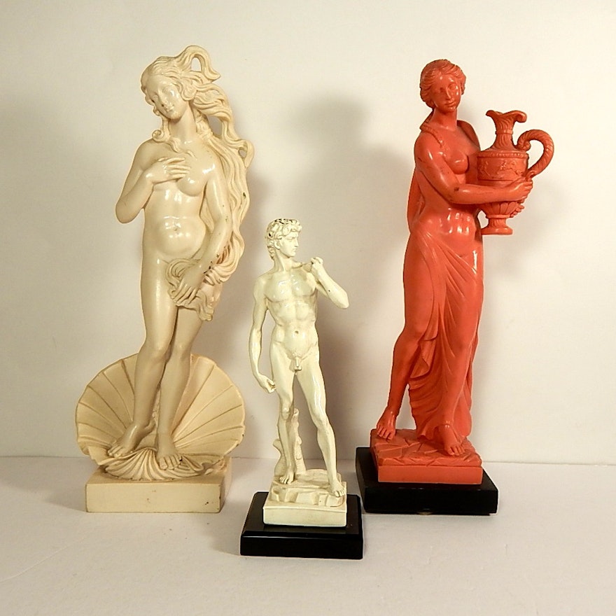Three Resin Grecian Style Statues