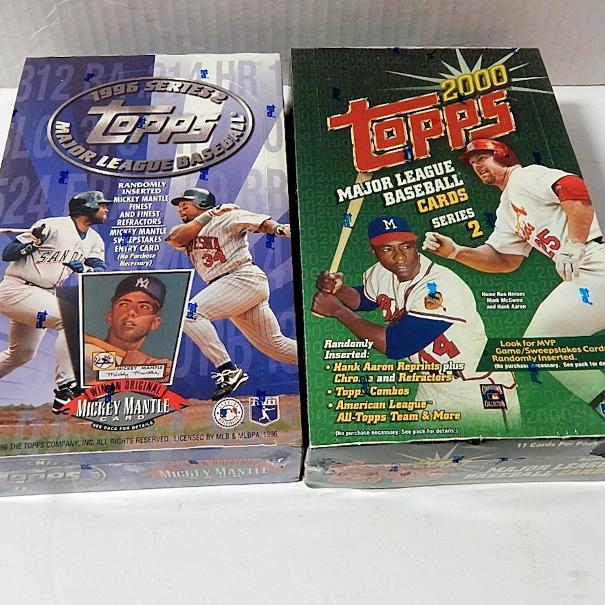 Two Unopened Wax Pack Boxes with 1996 and 2000