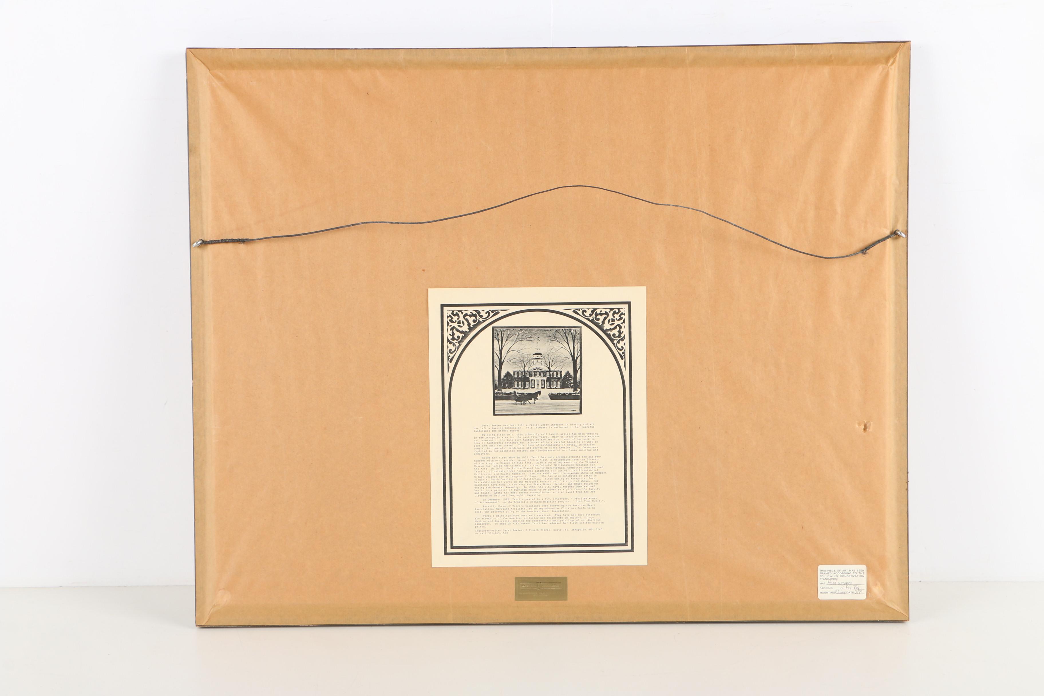 Terri Fowler 1986 Limited Edition Offset Lithograph "A Winter Excursion"