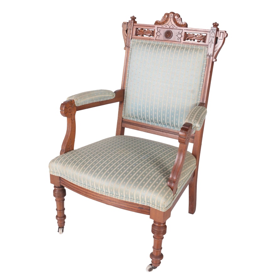 Antique Eastlake Walnut Framed and Upholstered Chair