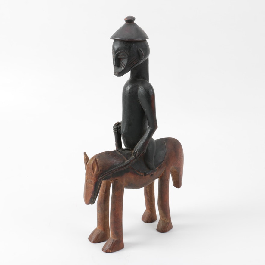 Bamana Style Sculpture of Man on Horse