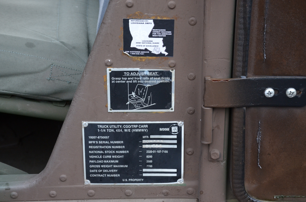 1992 AM General M998 Humvee 1-1/4 Ton Utility Truck