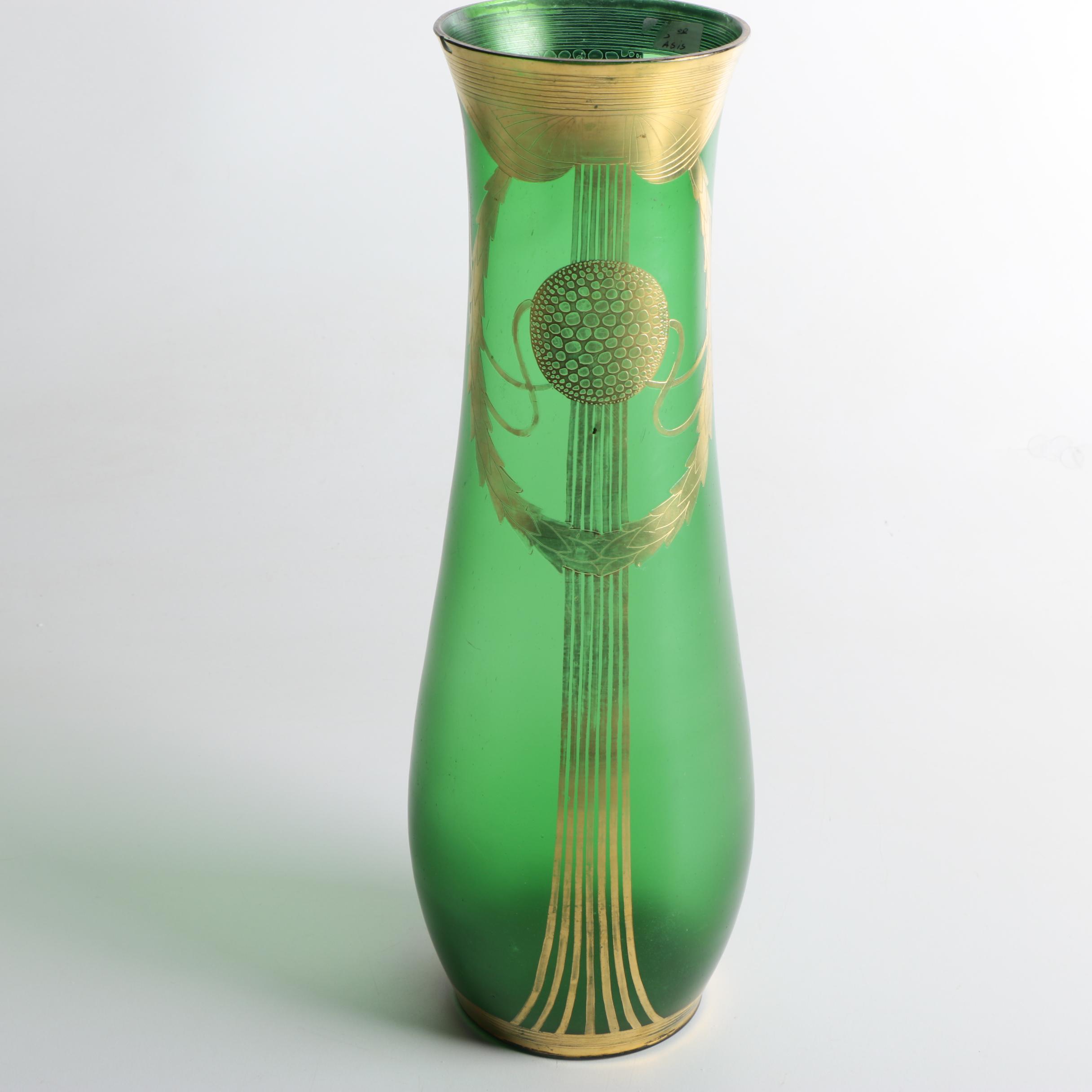 Vintage Art Deco Gilt Glass Vase
