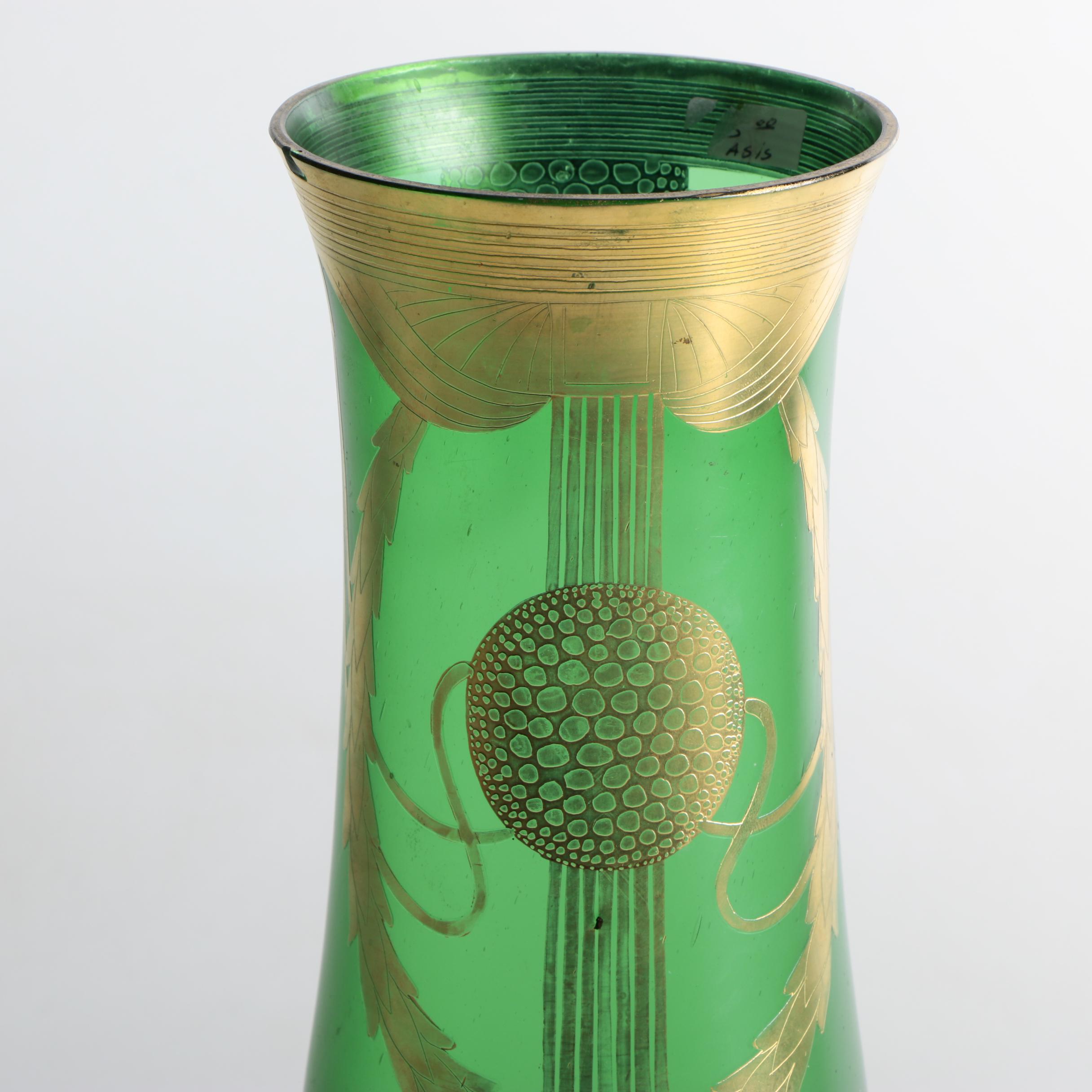 Vintage Art Deco Gilt Glass Vase