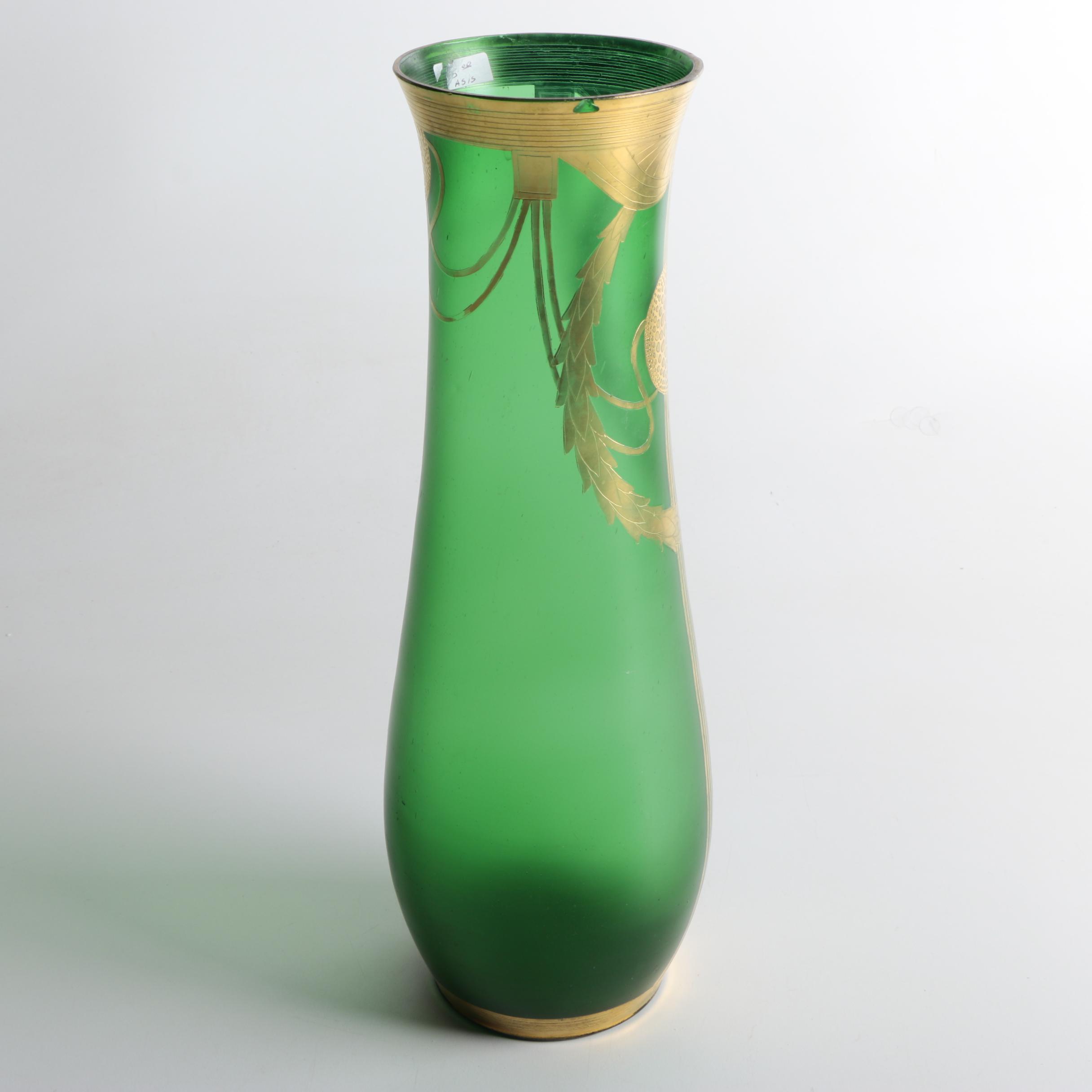 Vintage Art Deco Gilt Glass Vase