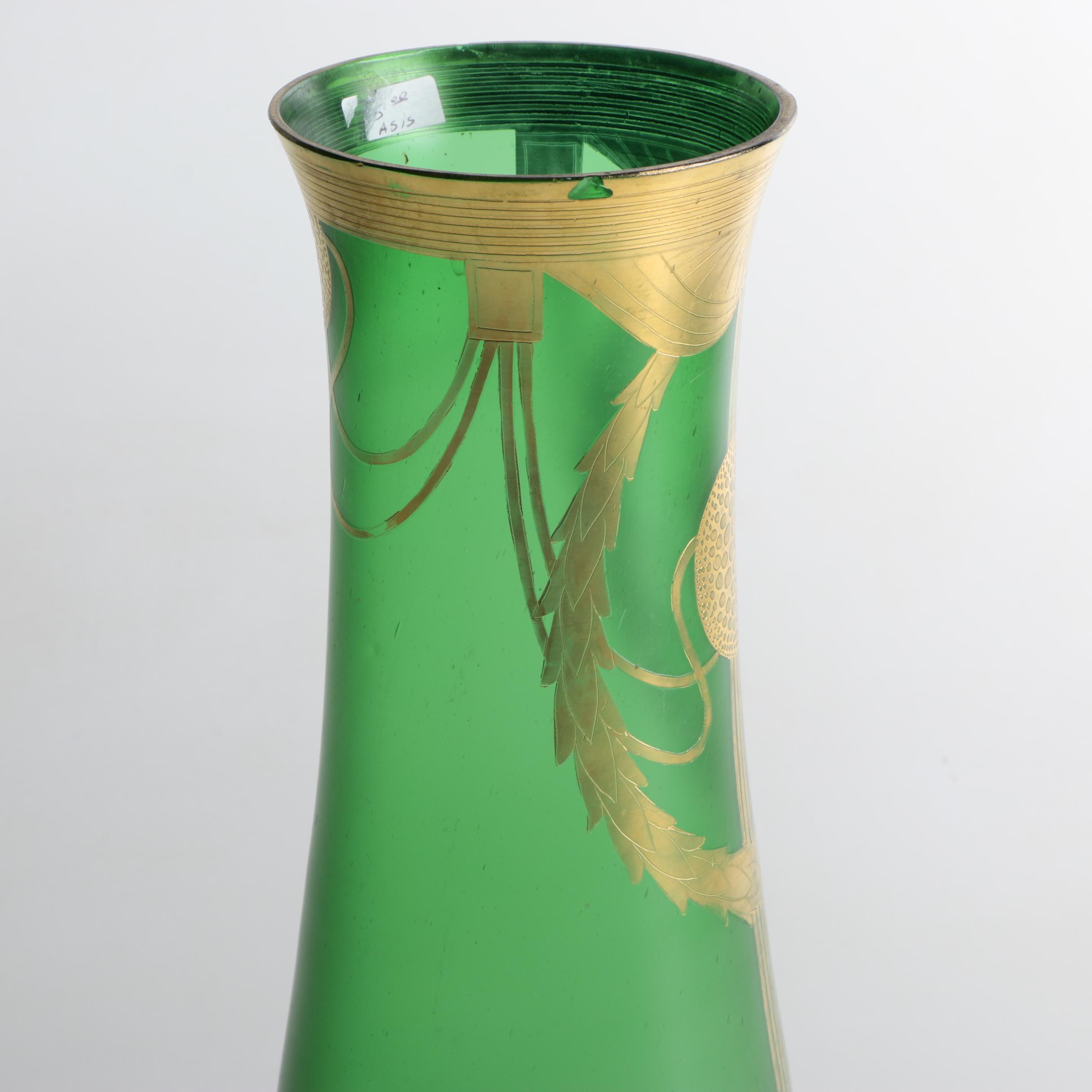 Vintage Art Deco Gilt Glass Vase