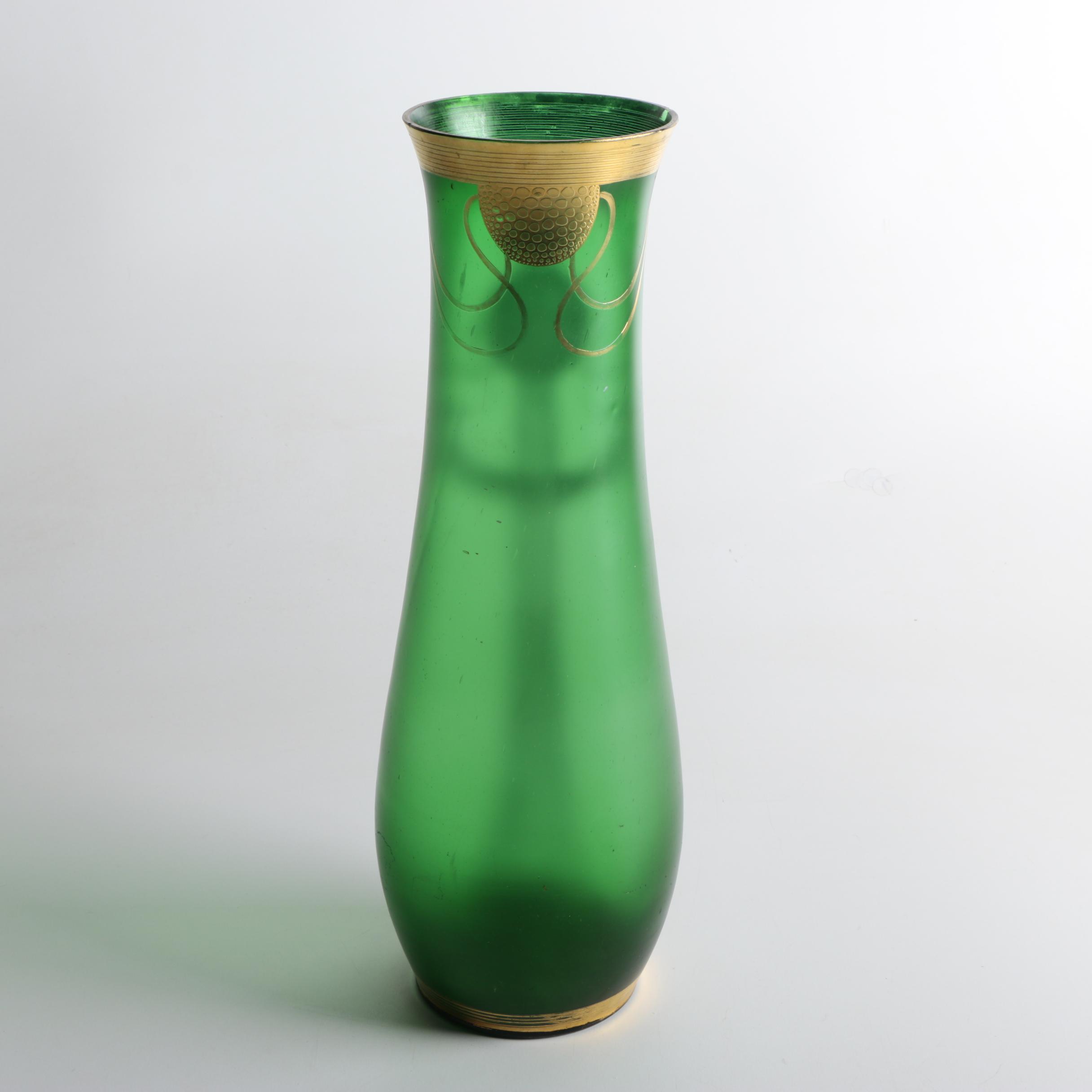 Vintage Art Deco Gilt Glass Vase