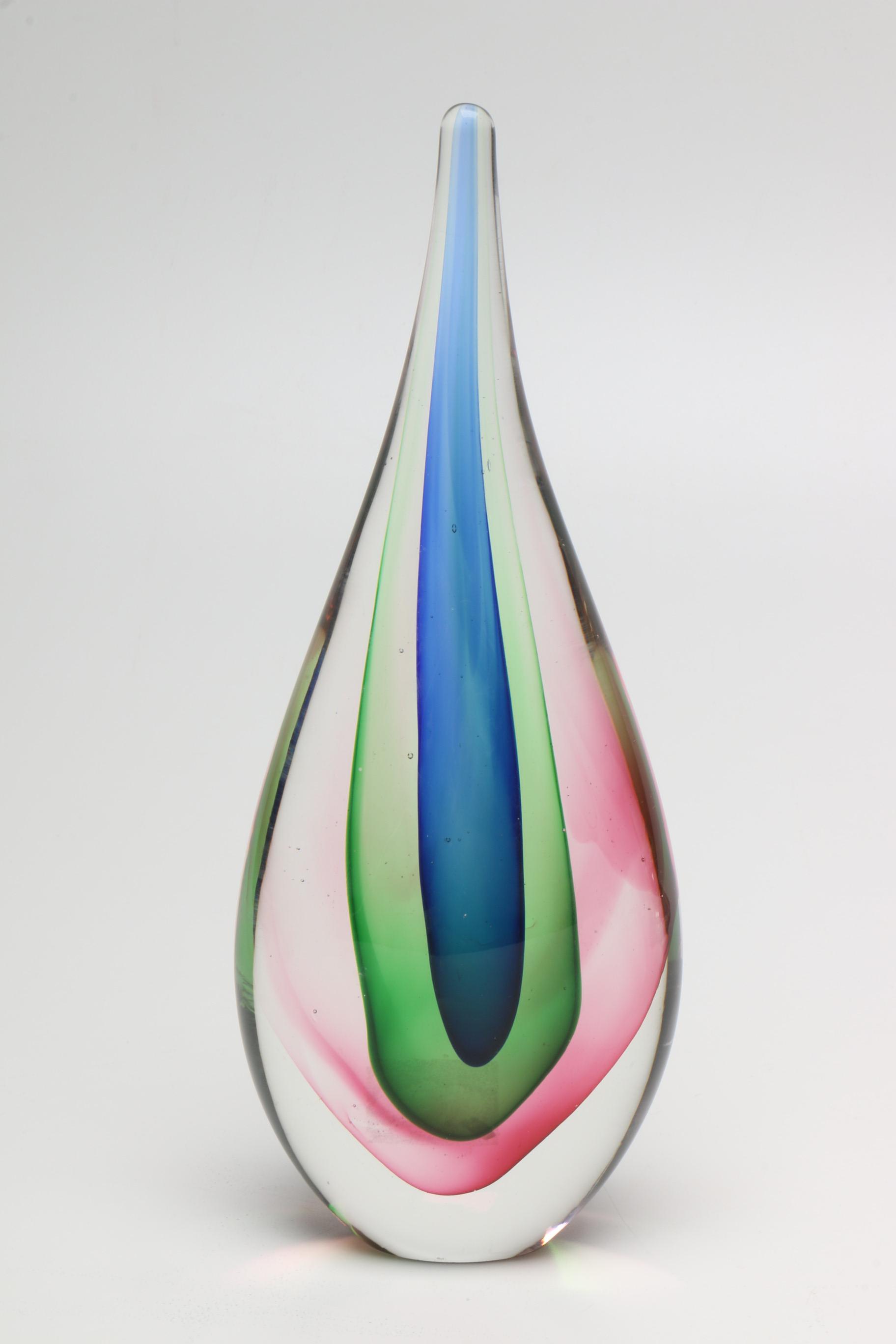 Vintage Flavio Poli for Seguso Sommerso Glass Teardrop