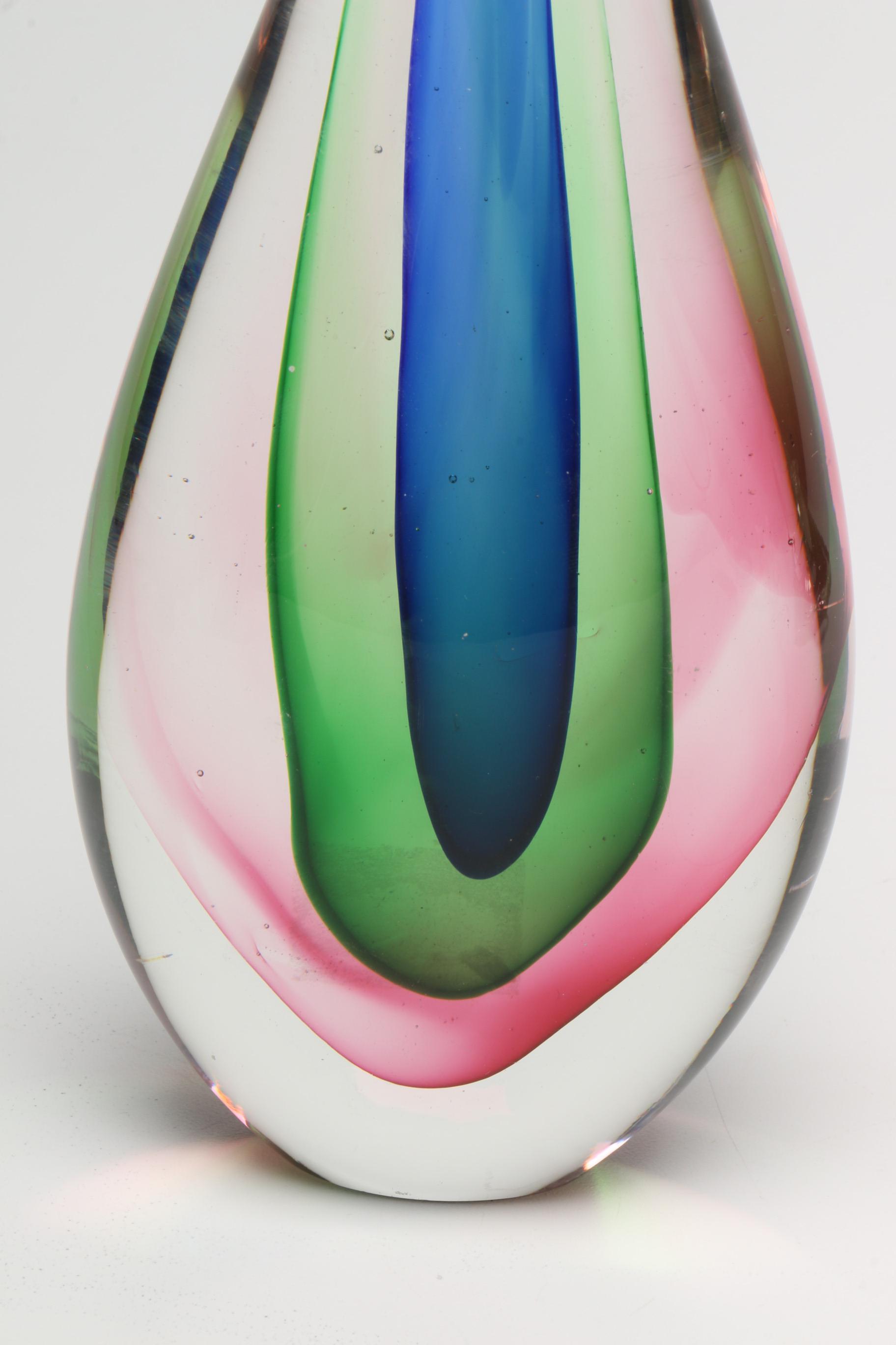 Vintage Flavio Poli for Seguso Sommerso Glass Teardrop