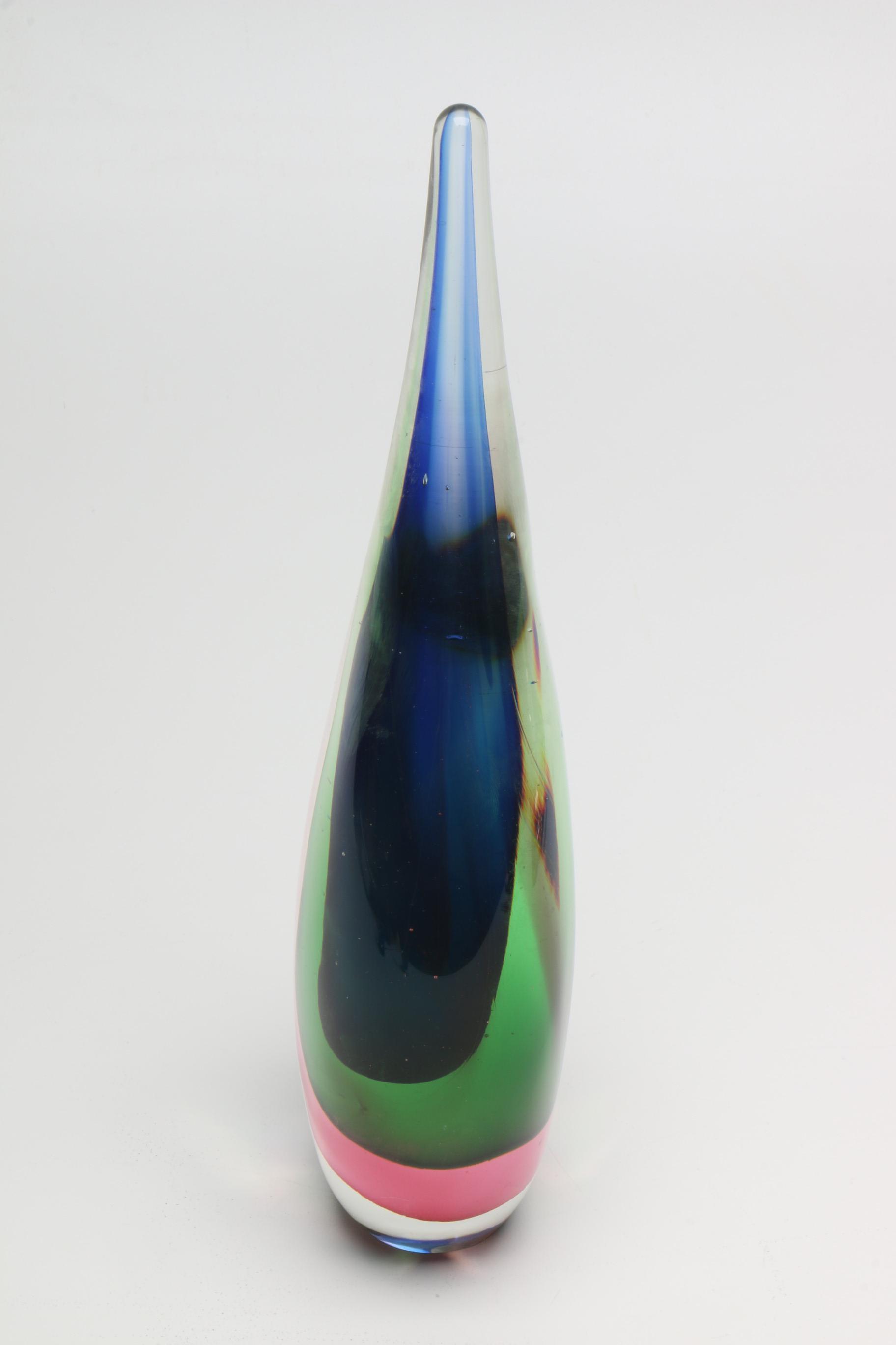 Vintage Flavio Poli for Seguso Sommerso Glass Teardrop