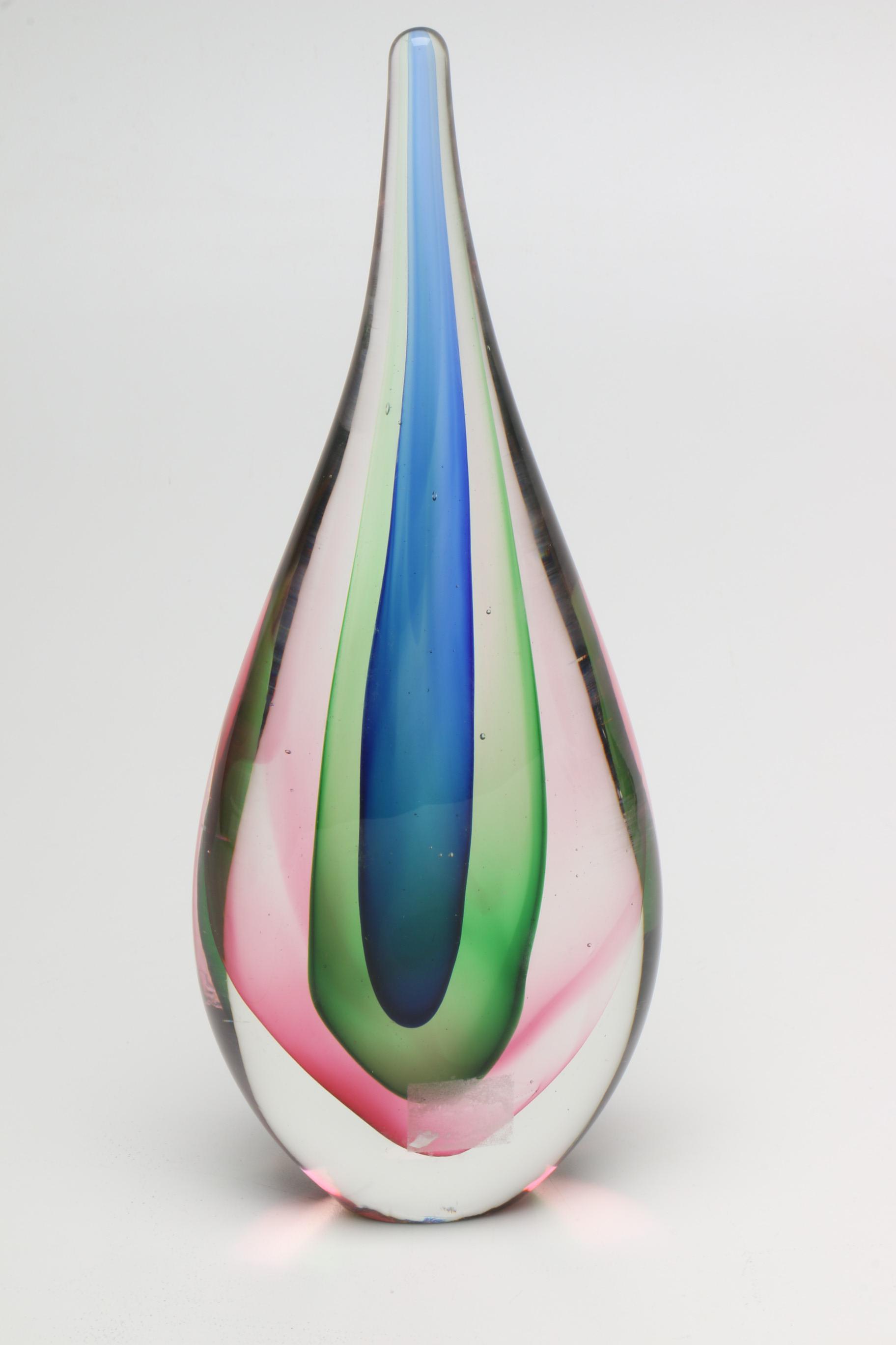 Vintage Flavio Poli for Seguso Sommerso Glass Teardrop