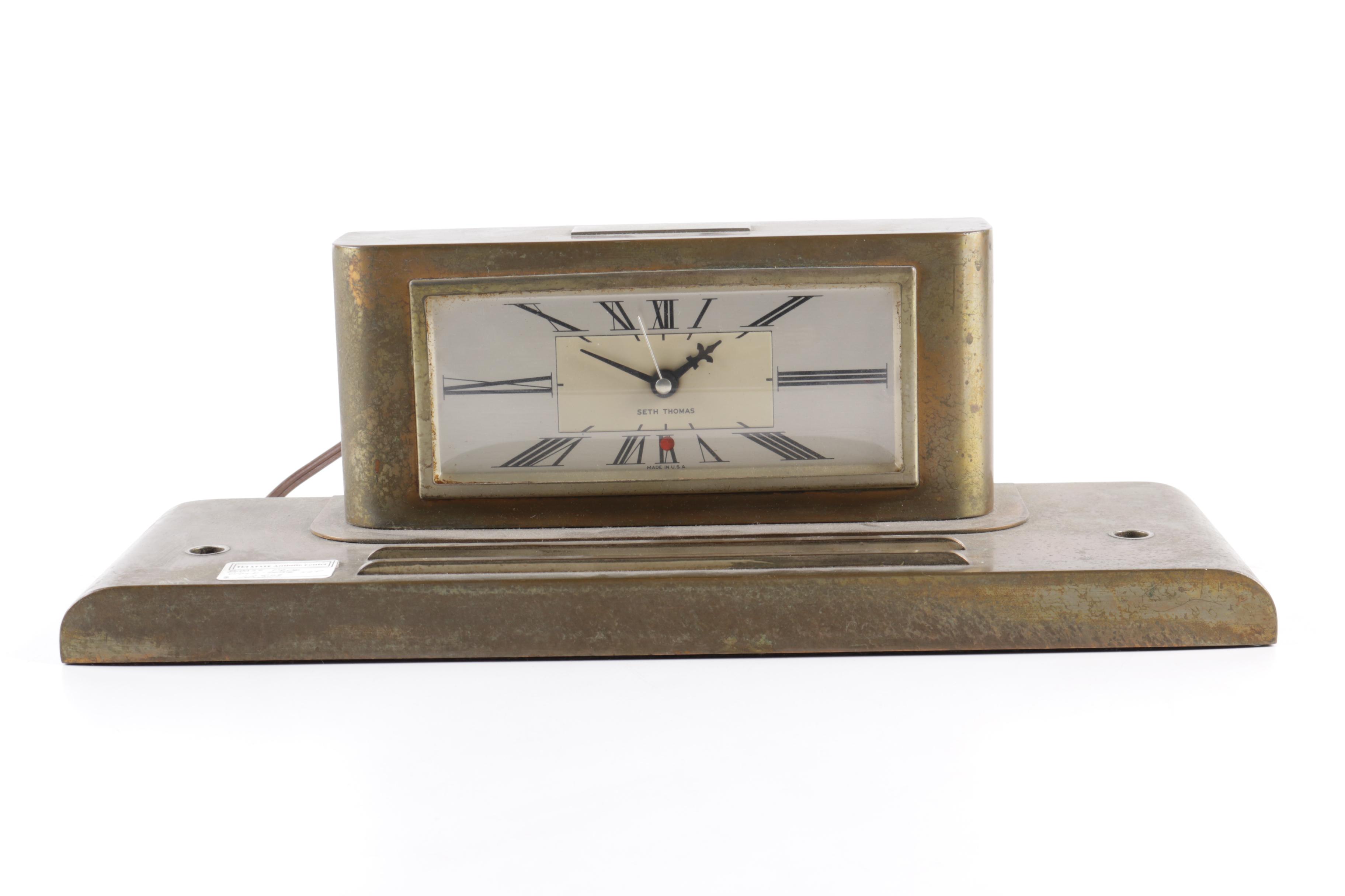 Seth Thomas Desk Clock and Westclox Art Deco Clock