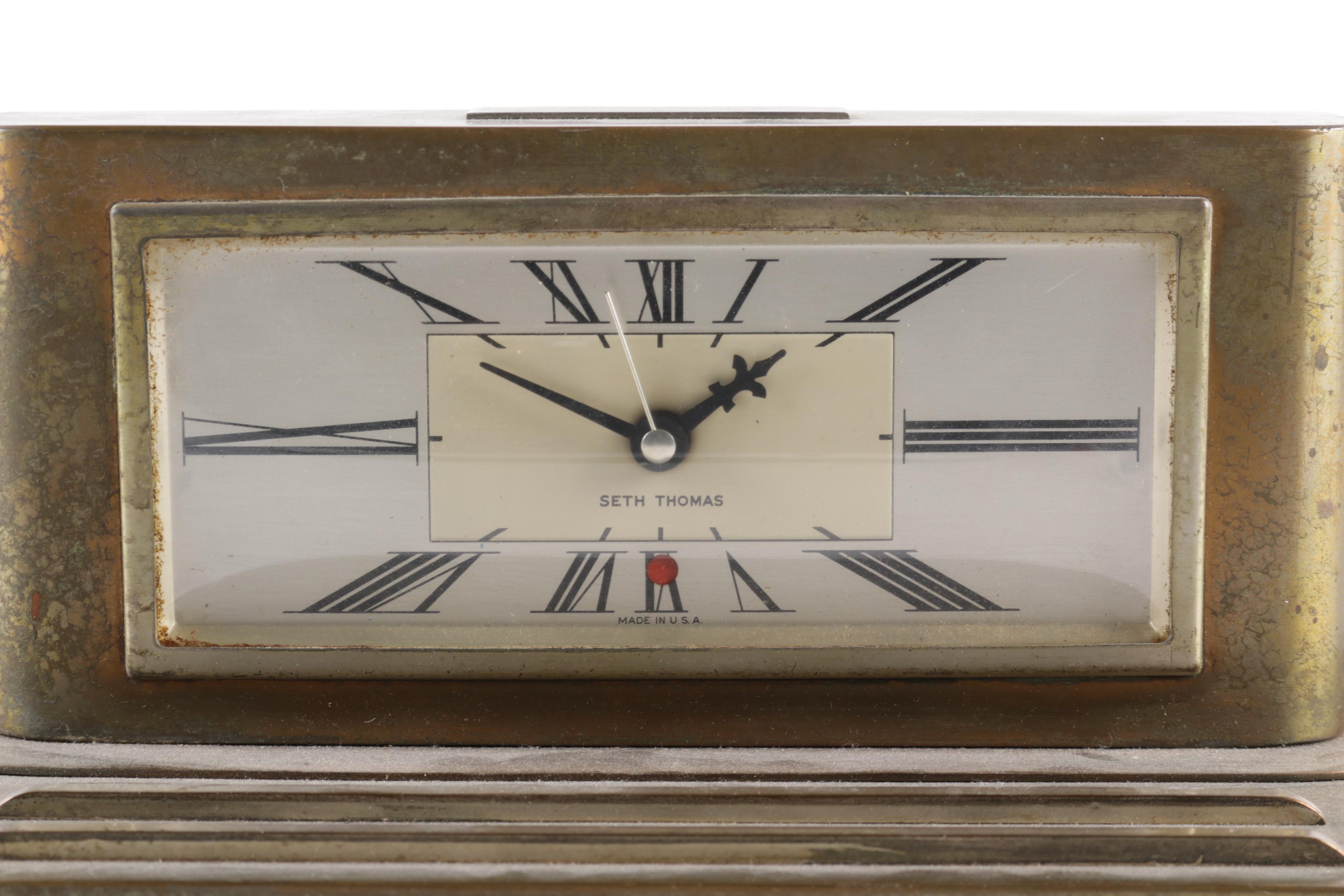 Seth Thomas Desk Clock and Westclox Art Deco Clock