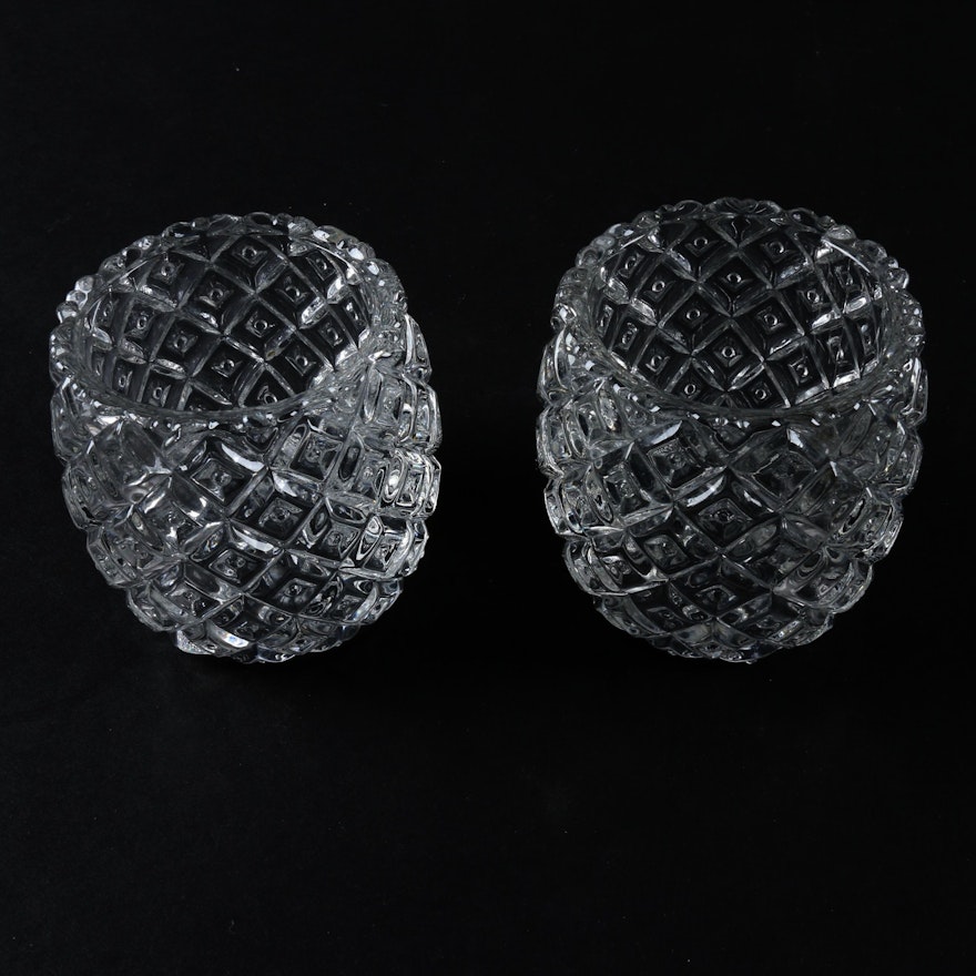 Pair of Pressed Glass Votive Candle Holders