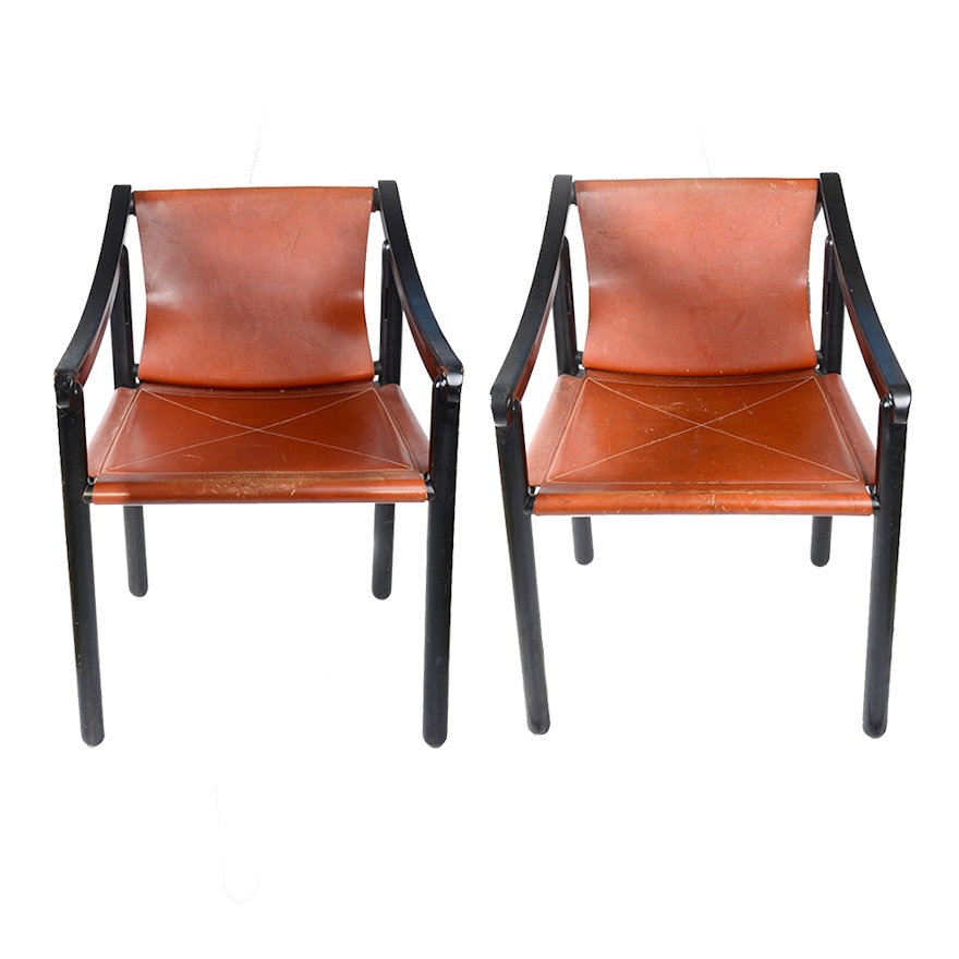 Modernist Leather Armchairs by Cassina for Atelier International