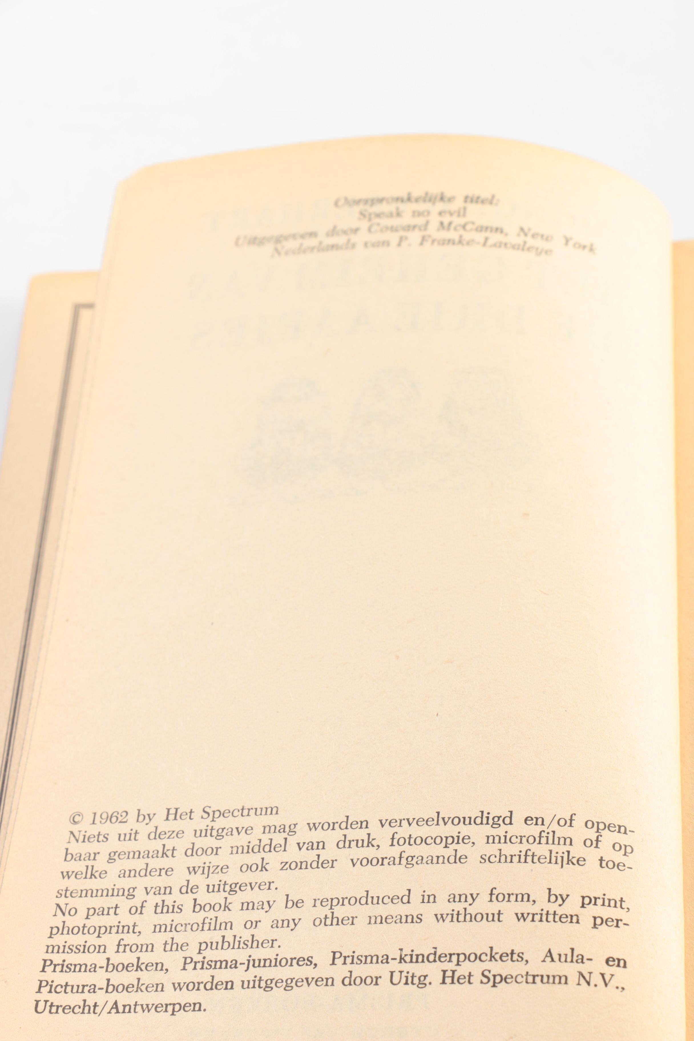 1962 Dutch-Language "Speak No Evil" by Mignon G. Eberhart