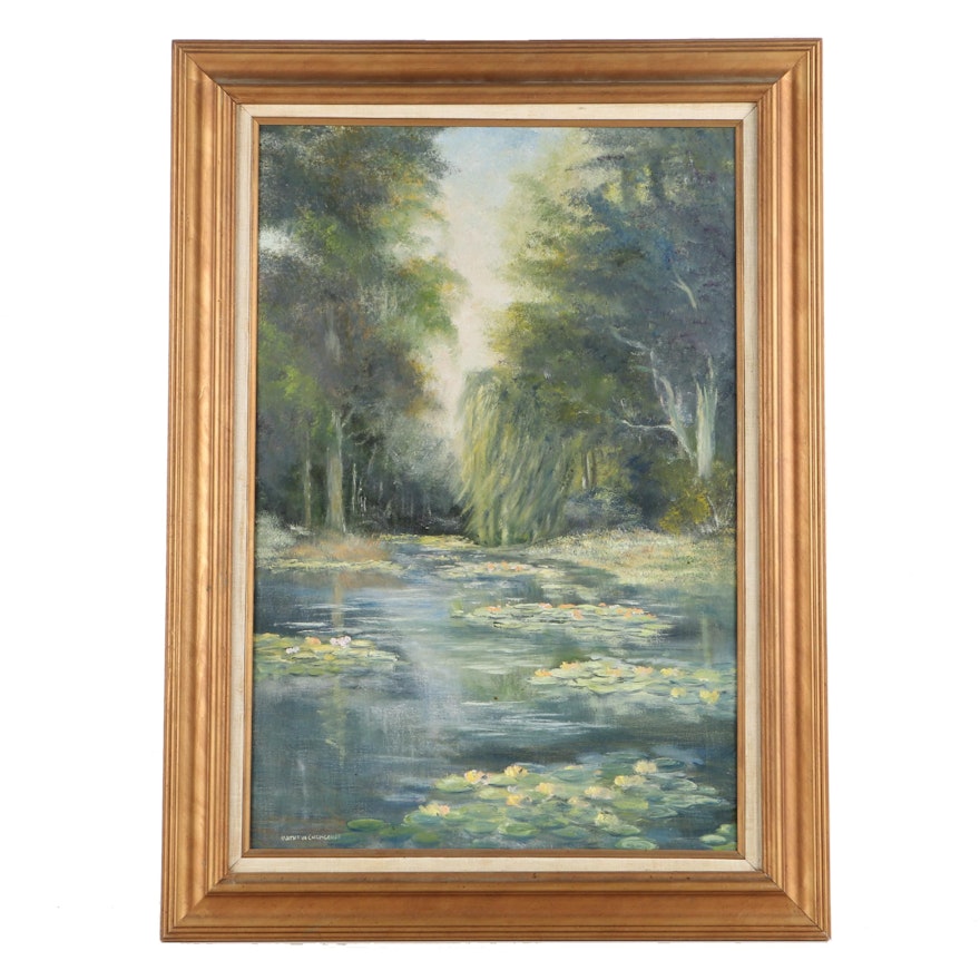 Chrisgeoff Oil Painting on Canvas "The Water Garden"