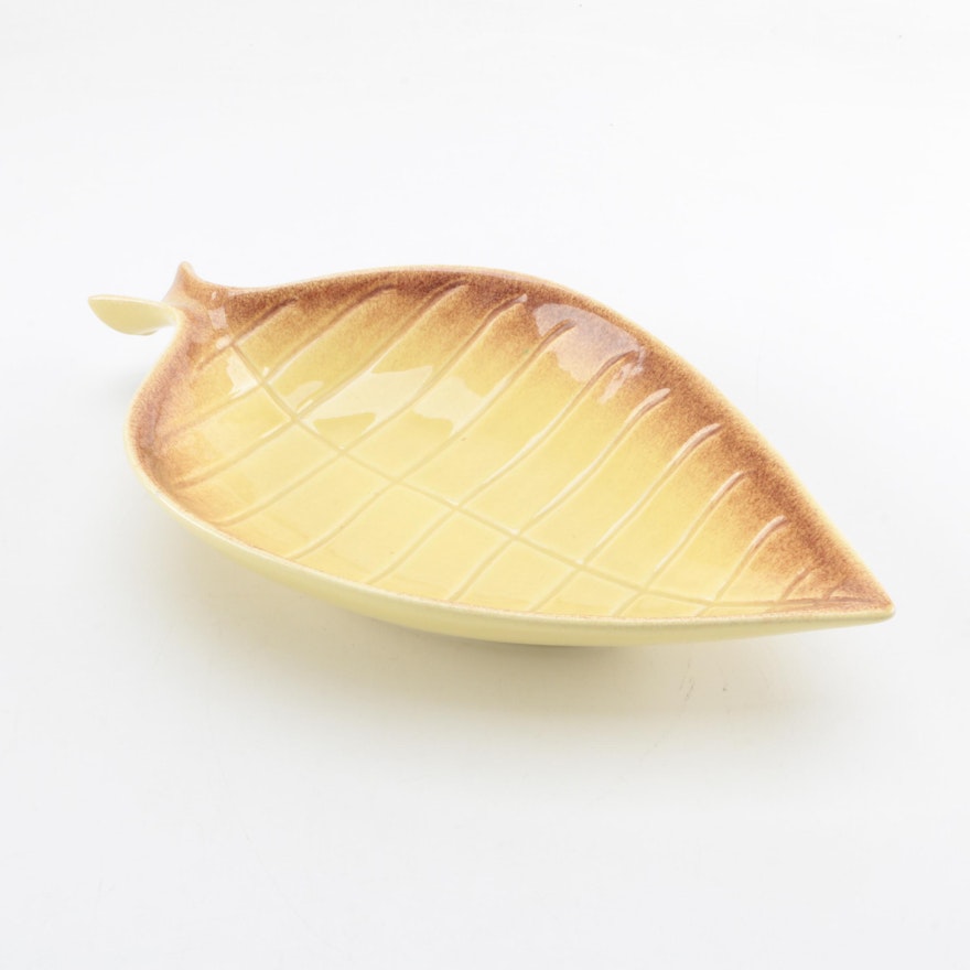 Yellow Royal Haeger Ceramic Leaf Bowl