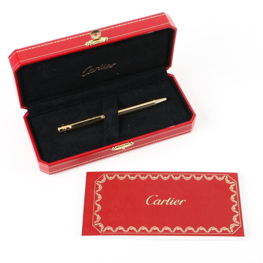 Cartier Gold Plate Ball Point Pen