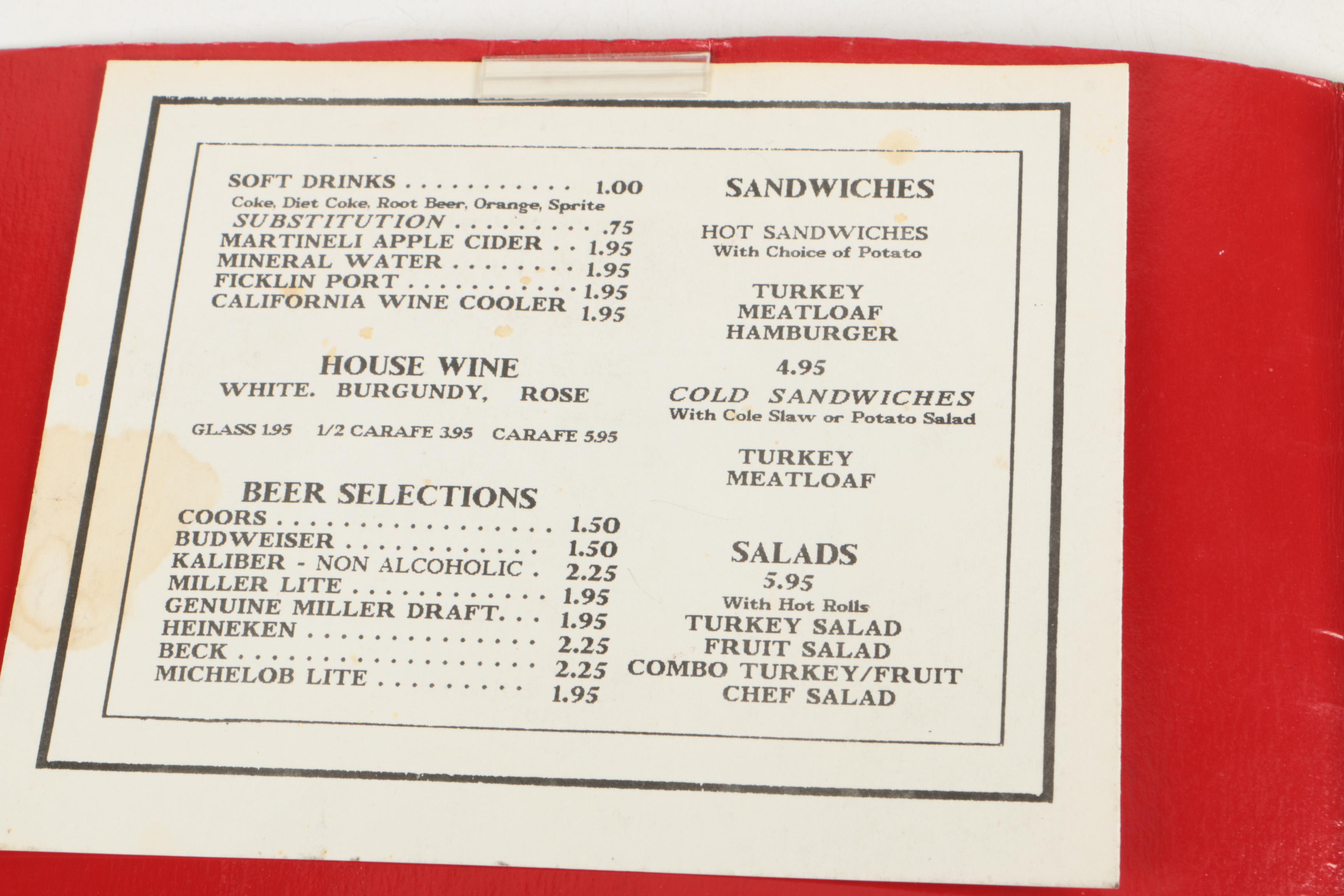 Vintage Los Angeles Johnson's Tick Tock Restaurant Menus