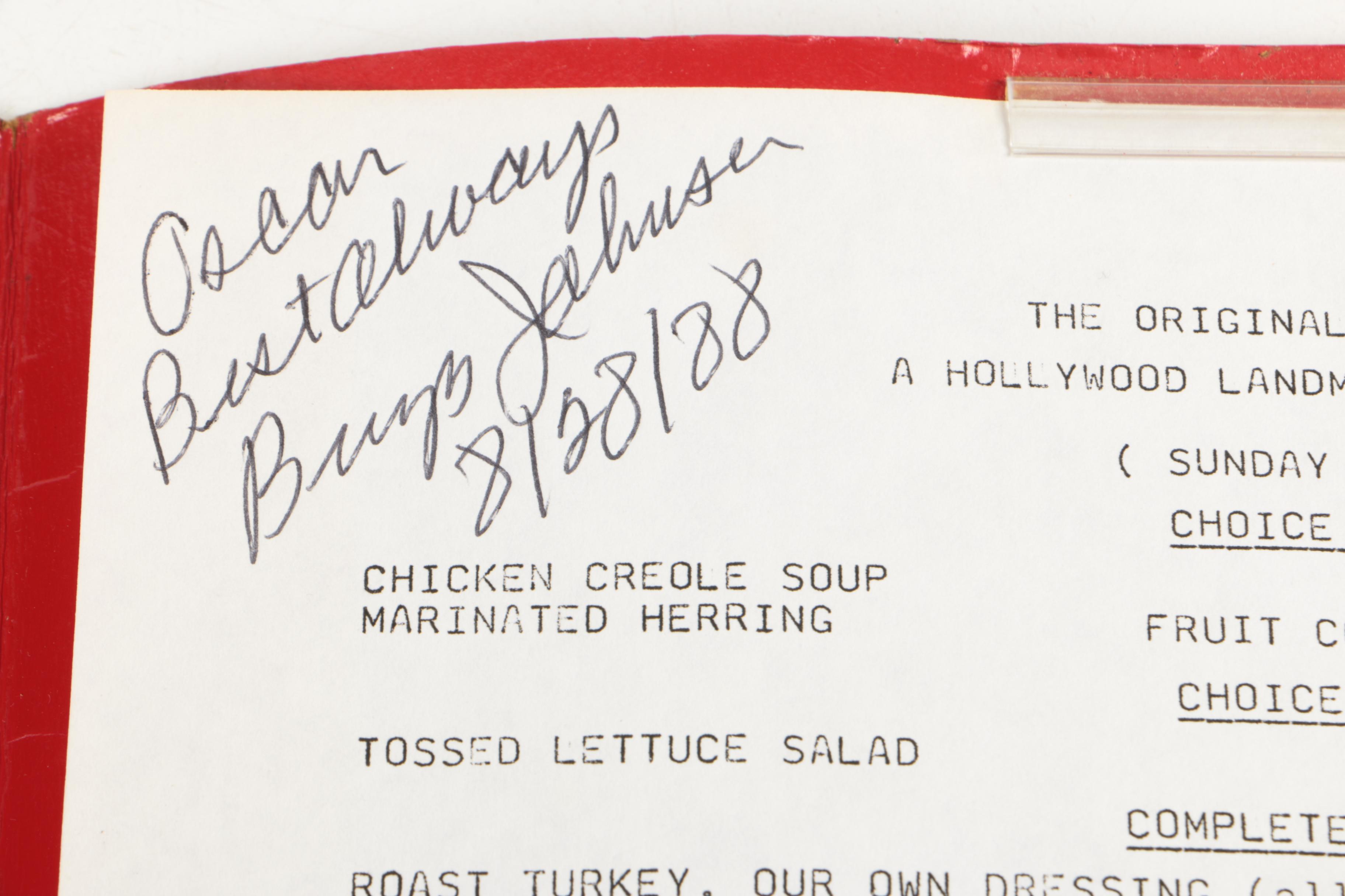 Vintage Los Angeles Johnson's Tick Tock Restaurant Menus