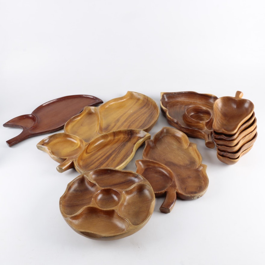 Wooden Serving Bowls Including Monkey-Pod