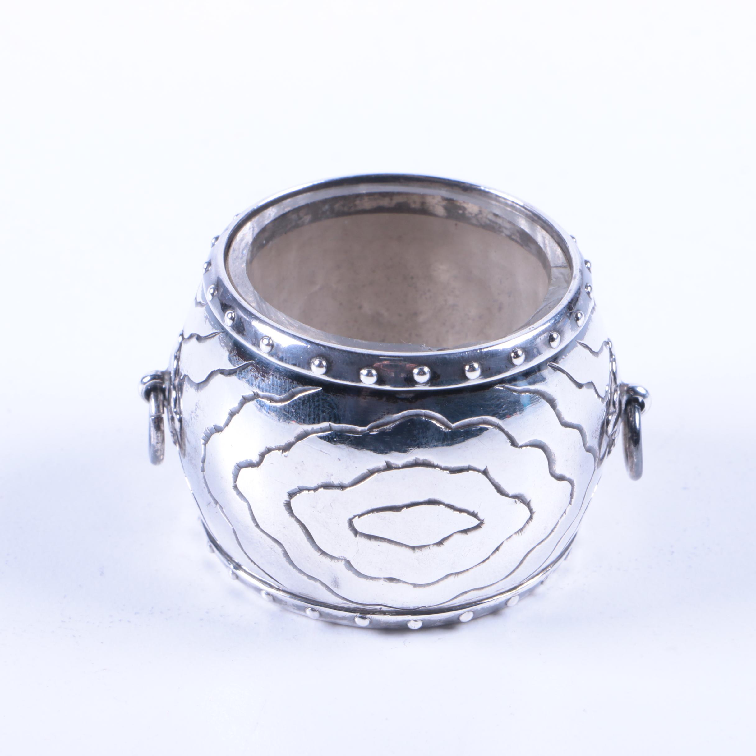 Asahi Shoten 950 Silver Barrel Shaped Salt Cellar