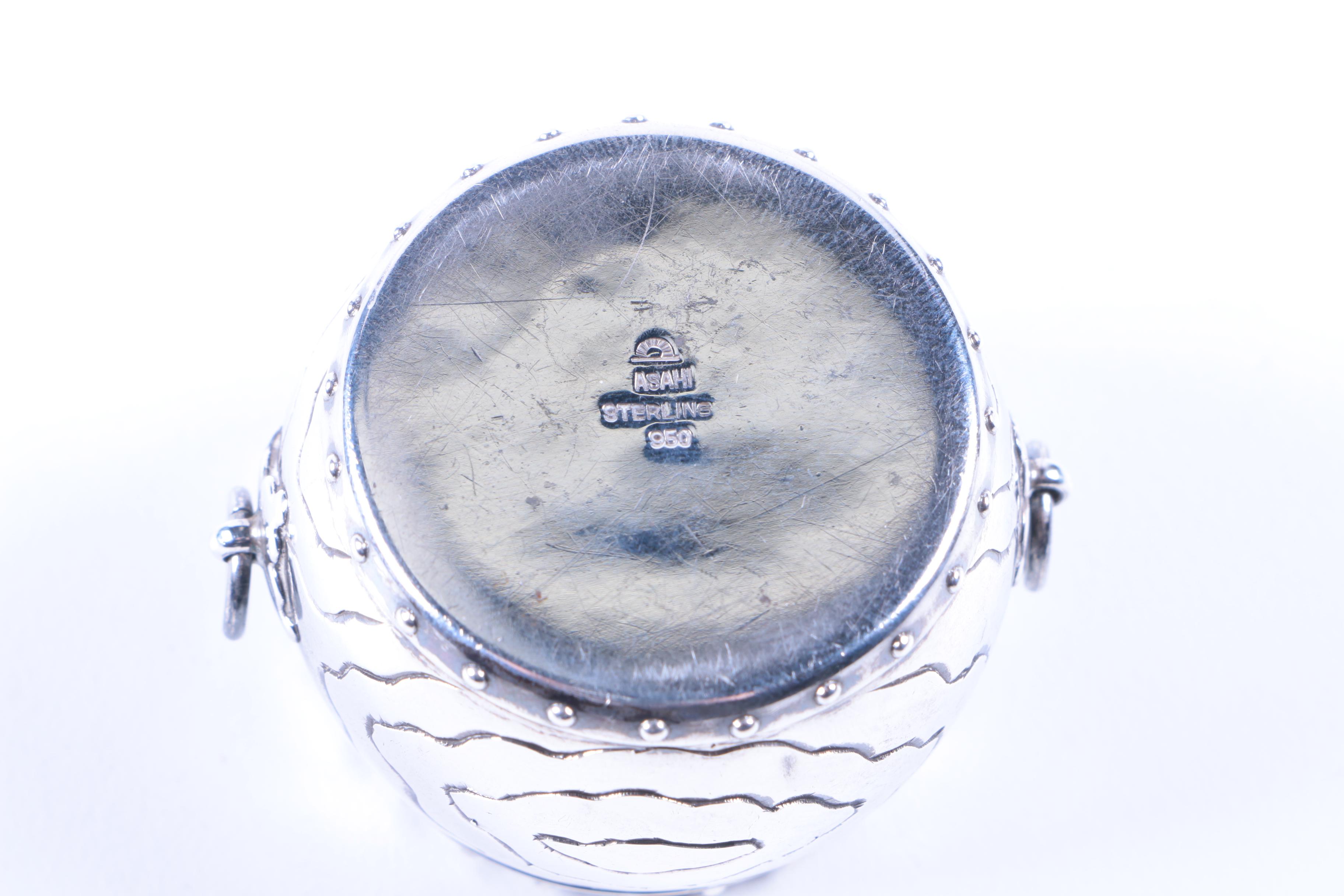 Asahi Shoten 950 Silver Barrel Shaped Salt Cellar