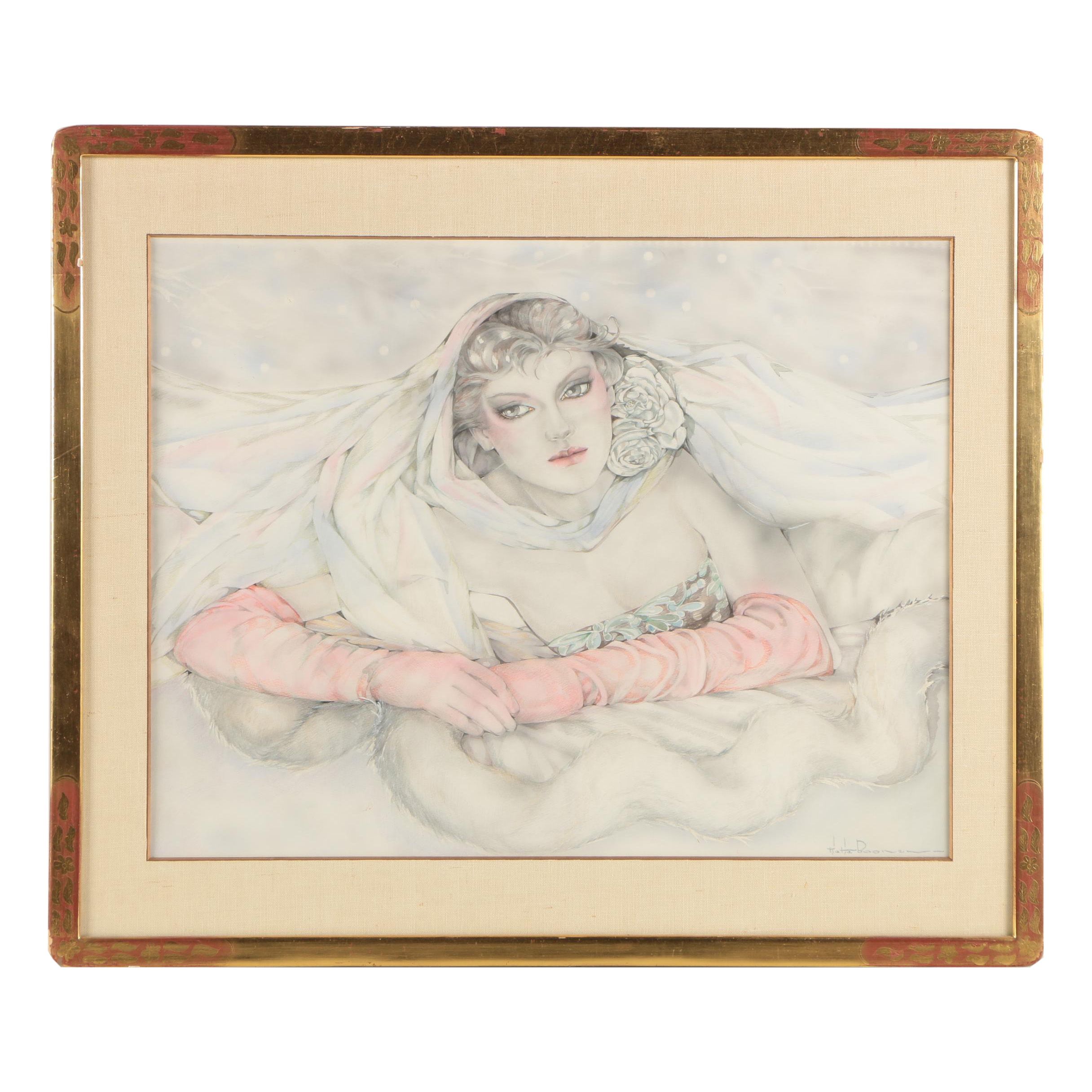 Mietje Boonen Watercolor Painting on Paper "The Four Seasons: Winter"