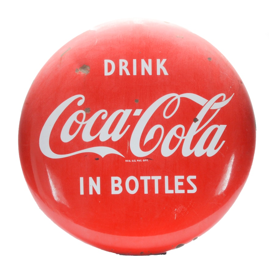 1950s "Drink Coca-Cola In Bottle" Metal Sign