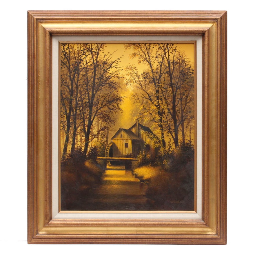 Drago Mill Scene Oil Painting on Canvas