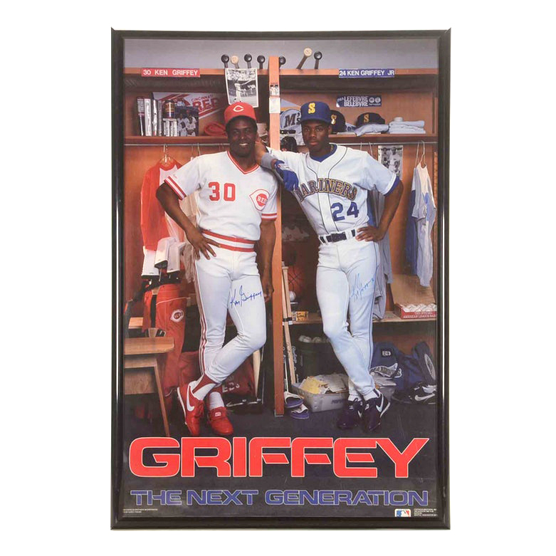 Ken Griffey Jr. and Griffey Sr. Autographed Poster   COA