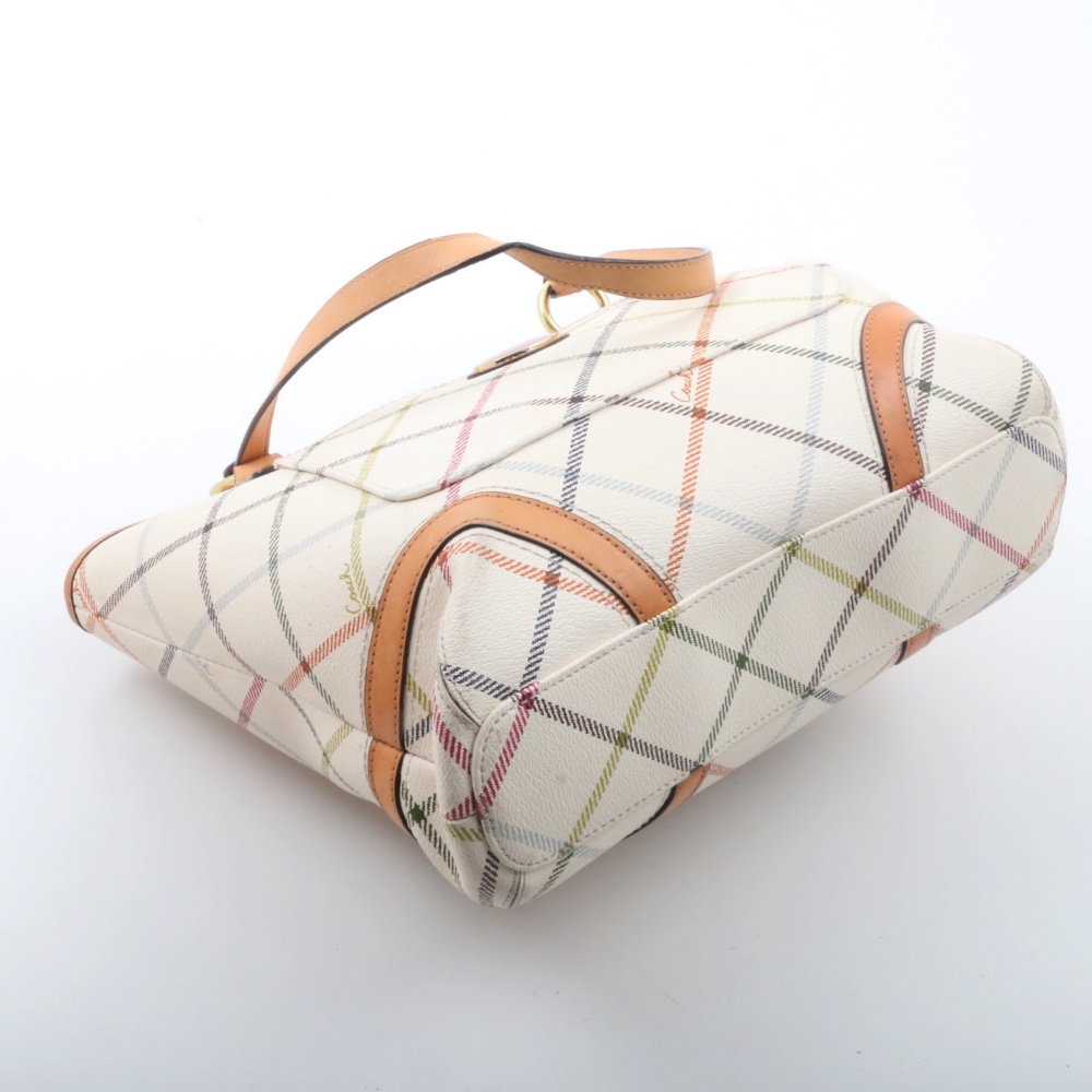 Coach Peyton Tattersall White Multicolor Tote Shoulder Bag