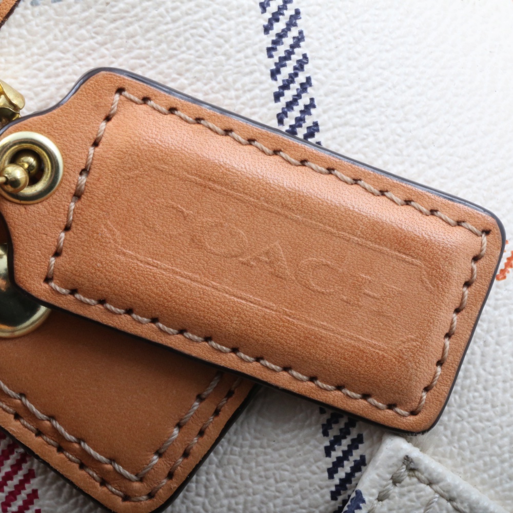 Coach Peyton Tattersall White Multicolor Tote Shoulder Bag