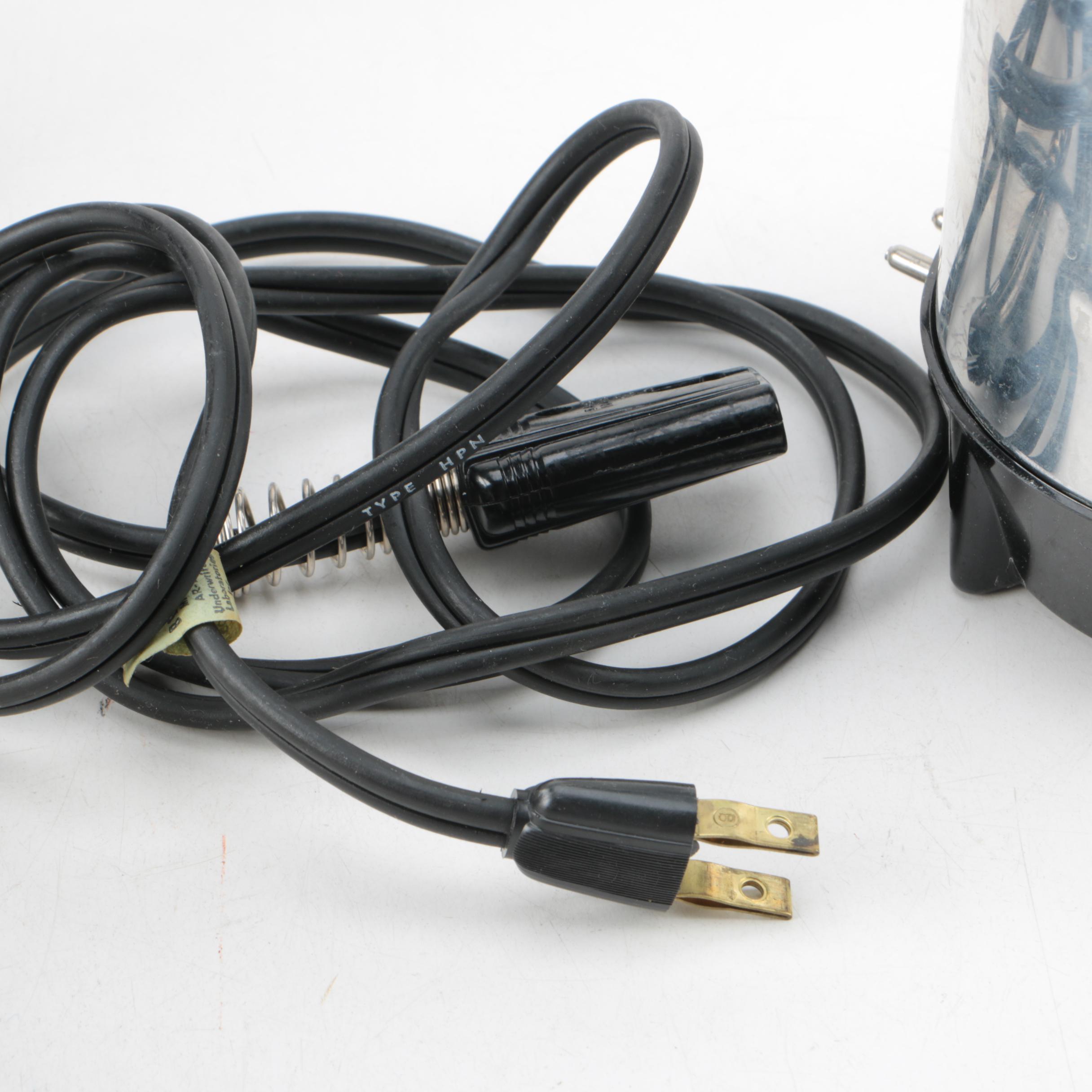 Trans World Creations Electric Kettle, Cups and Spoons, Circa 1960