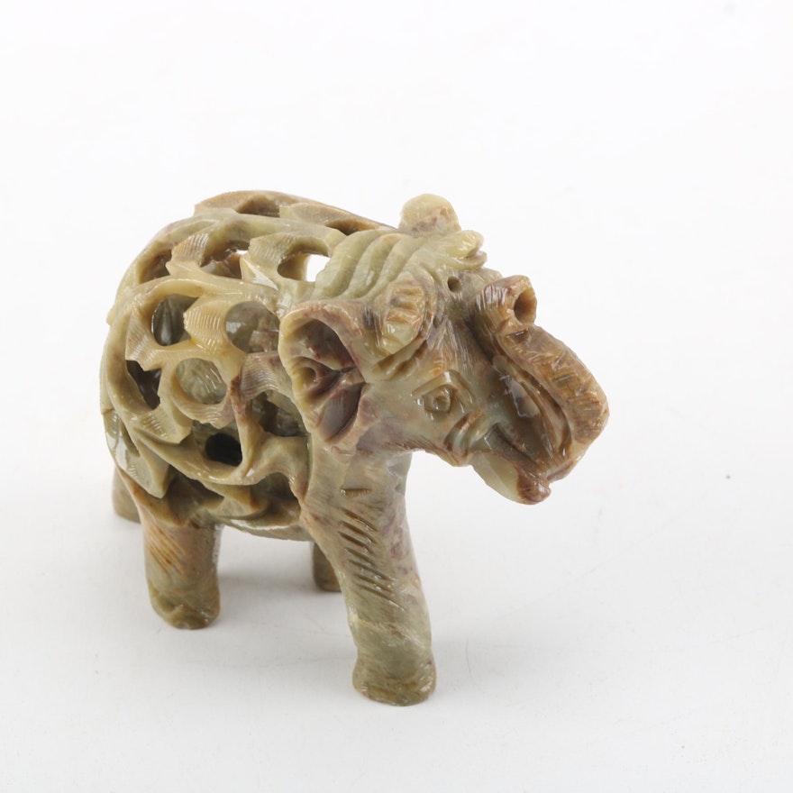 Carved Soapstone Elephant Figurine