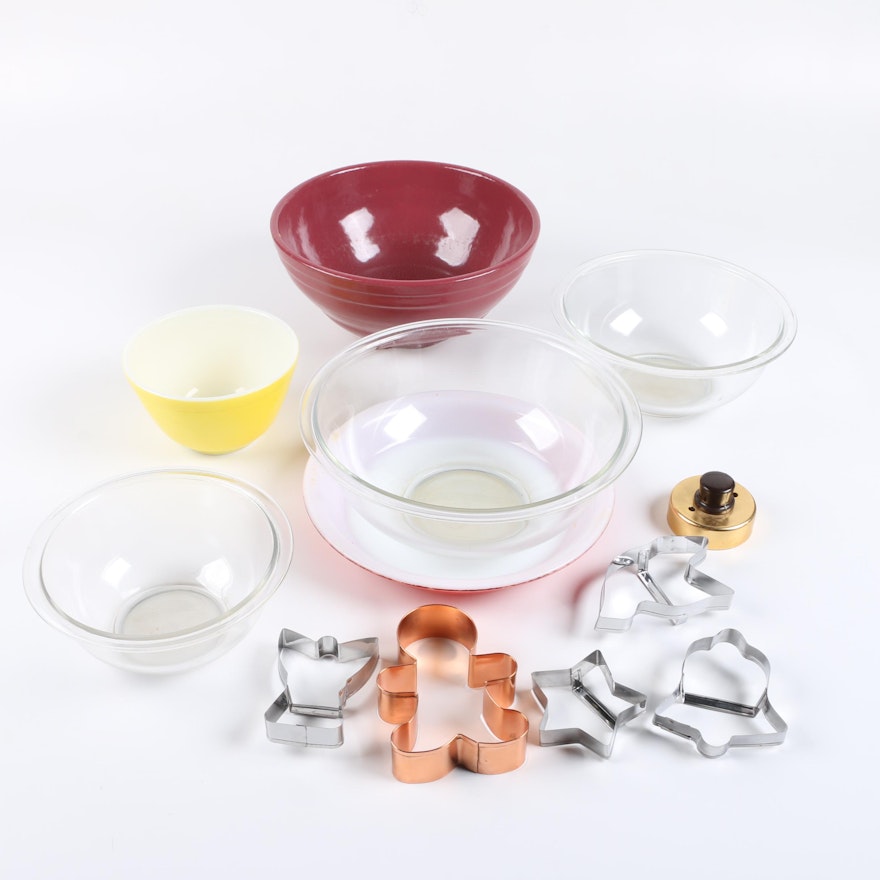 Pyrex Mixing Bowls and Cookie Cutters