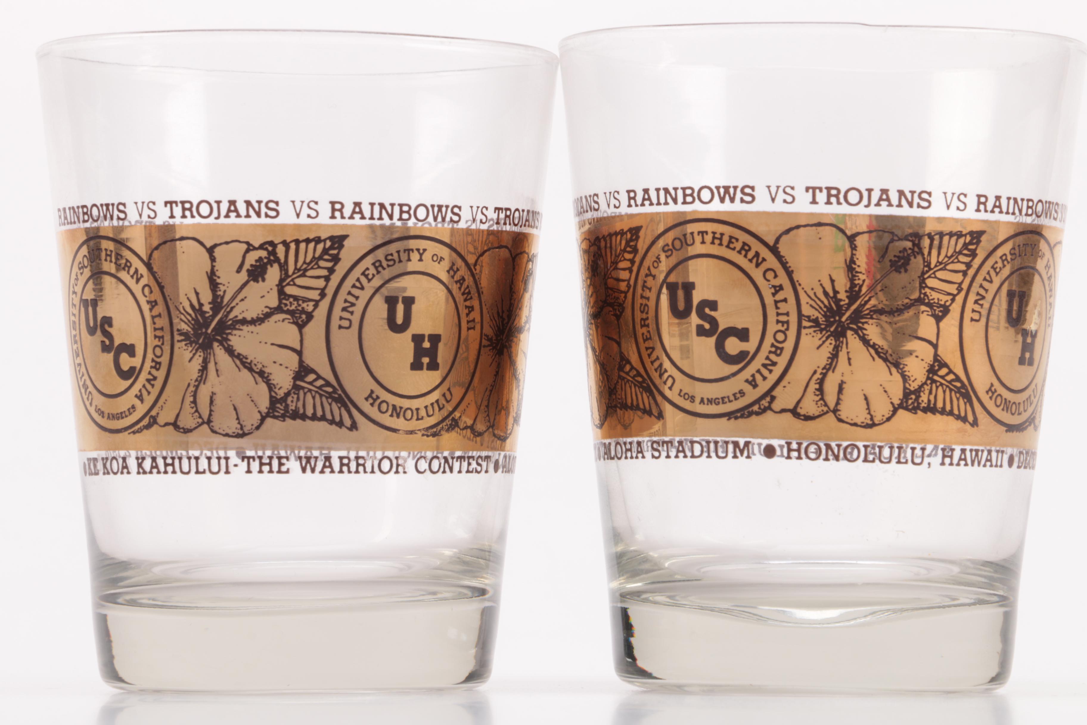 Collection of "UH vs USC" Old Fashioned Glasses