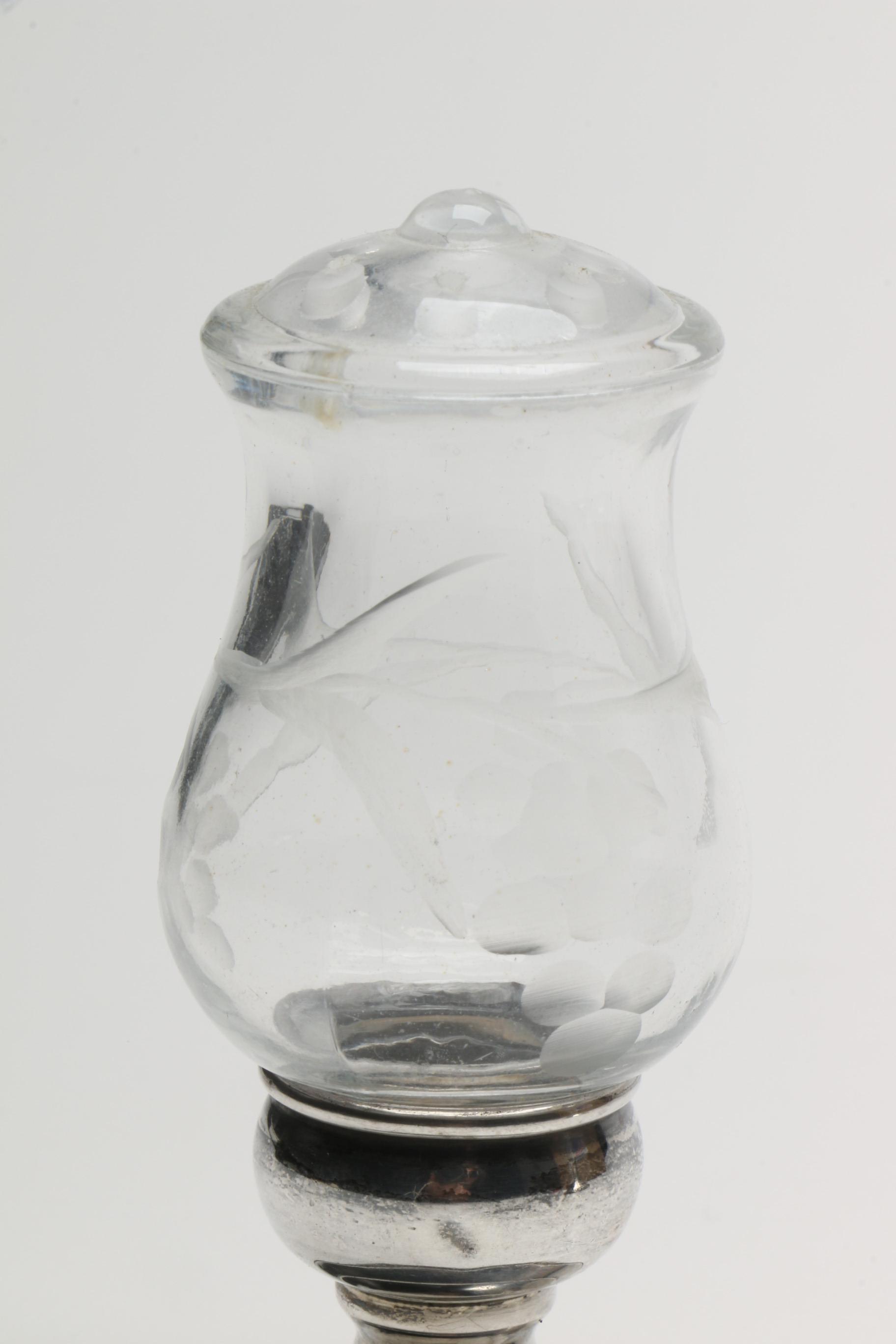 Duchin Creation and Other Weighted Sterling and Etched Crystal Shakers with Vase