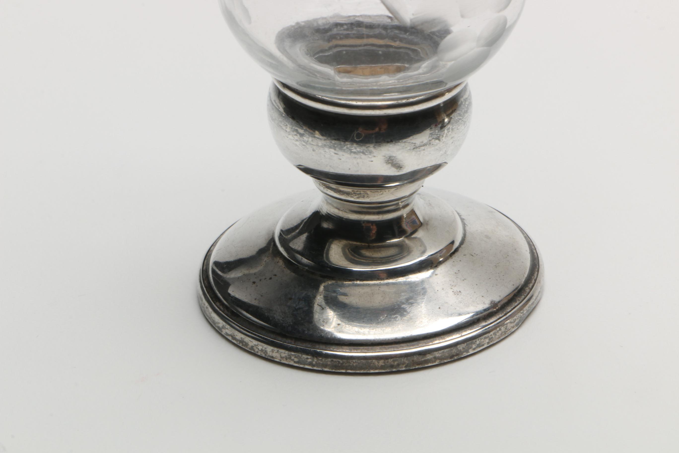 Duchin Creation and Other Weighted Sterling and Etched Crystal Shakers with Vase