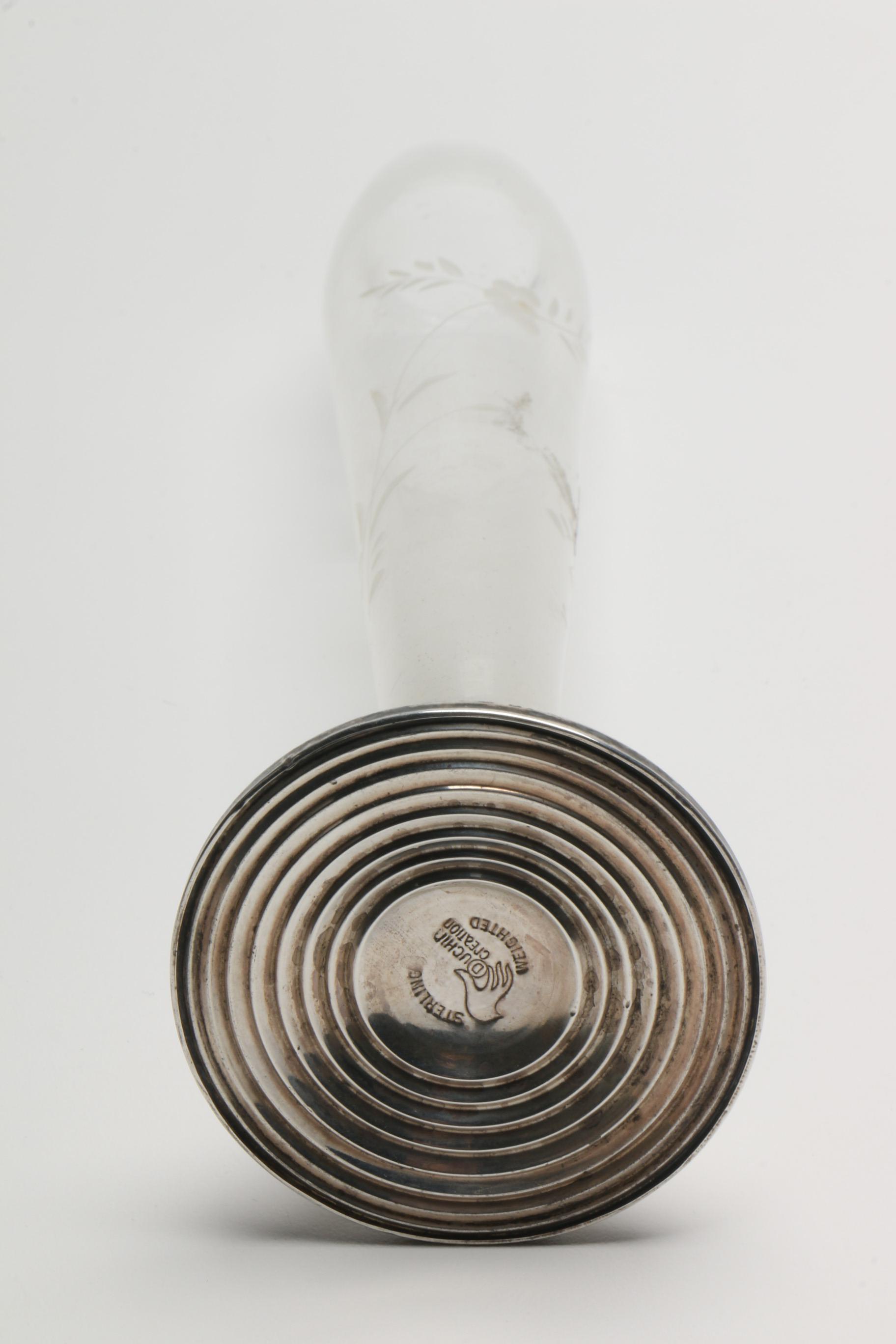 Duchin Creation and Other Weighted Sterling and Etched Crystal Shakers with Vase