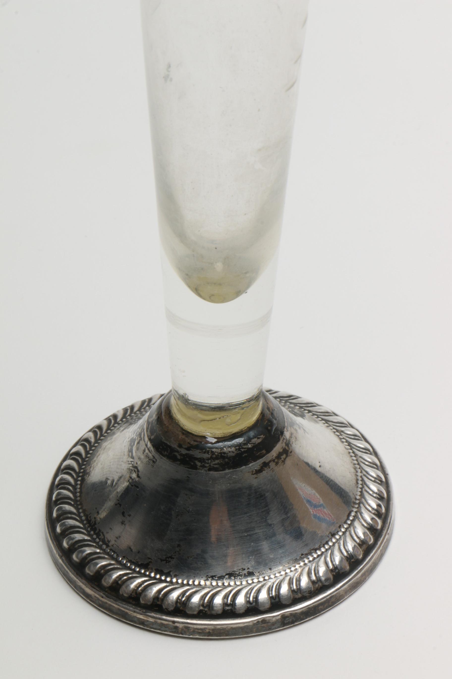 Duchin Creation and Other Weighted Sterling and Etched Crystal Shakers with Vase