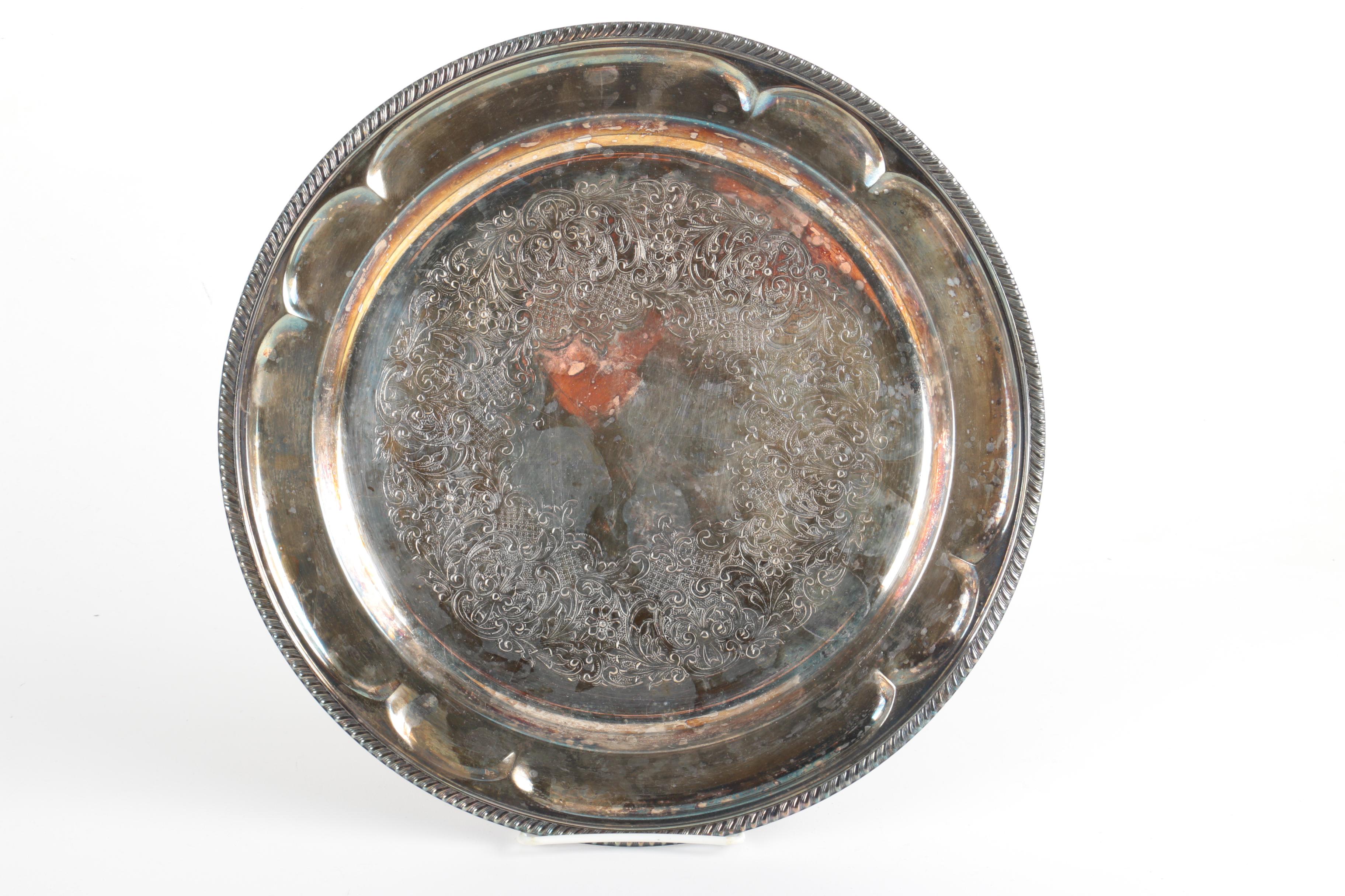 Wilcox "Ashley" Silver Plate Platter with Other Silver Plate Serveware