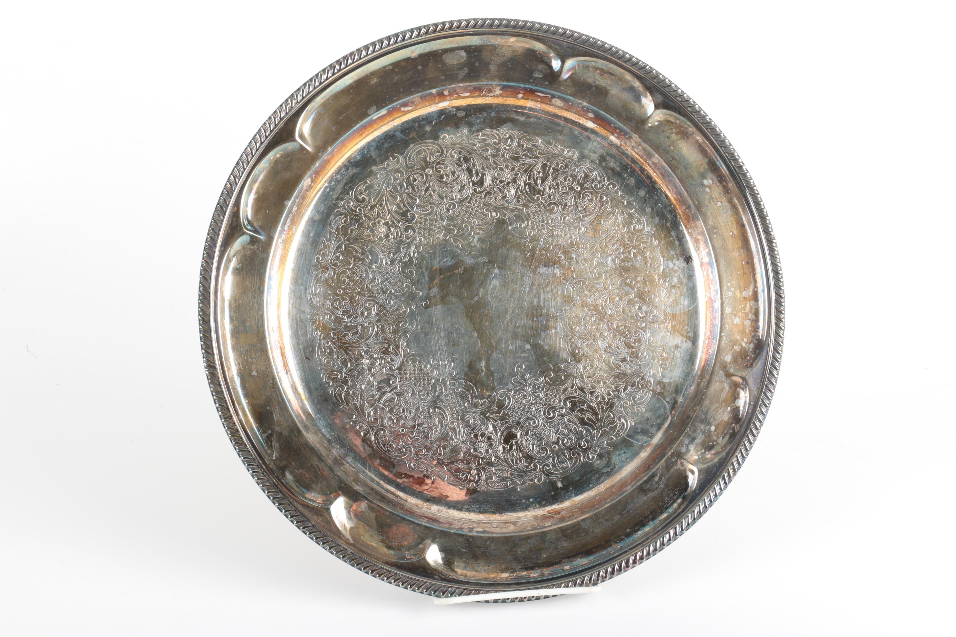 Wilcox "Ashley" Silver Plate Platter with Other Silver Plate Serveware